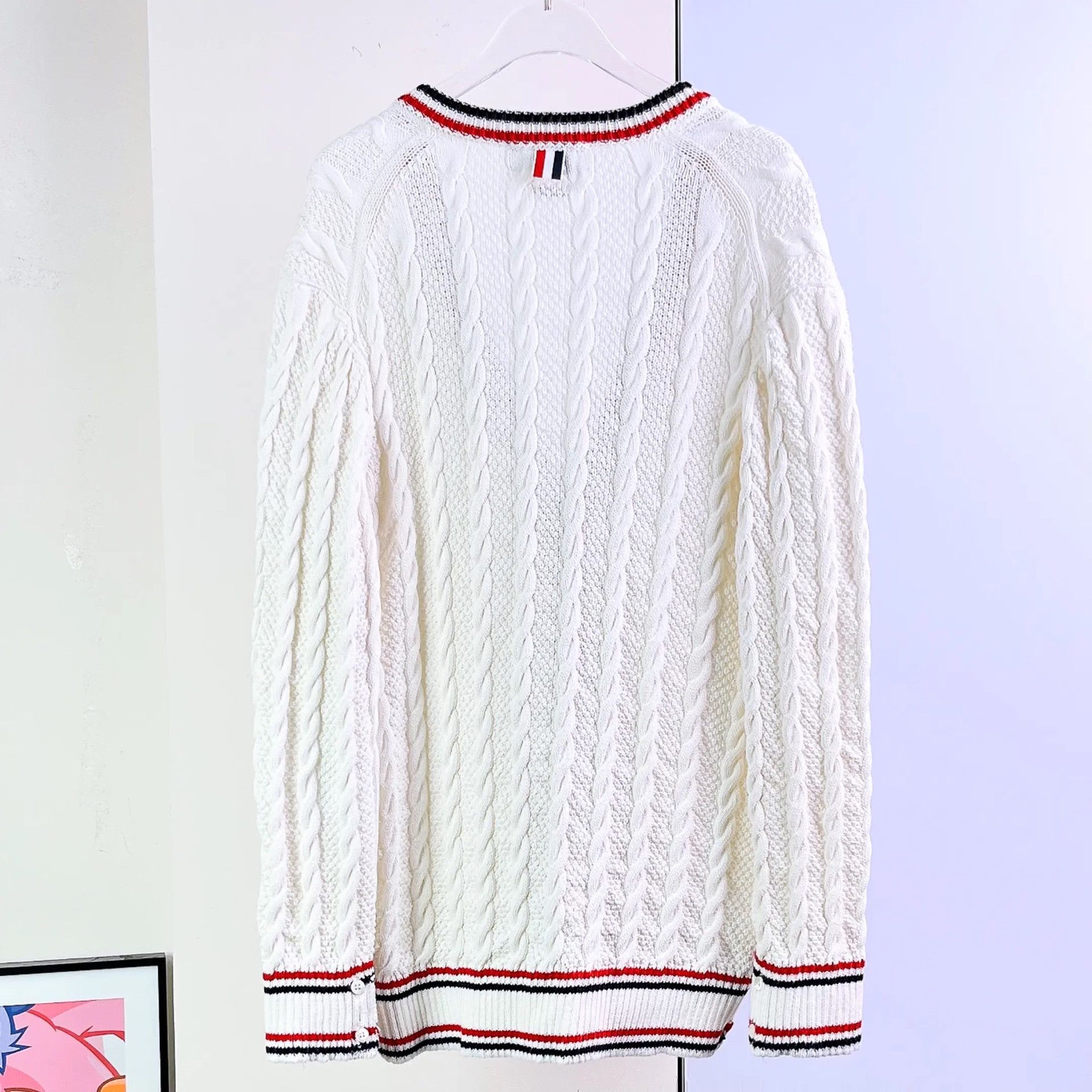 Thom Browne ThomBrowne White Cable-Knit Cardigan Size US S / EU 44-46 / 1 - 2 Thumbnail