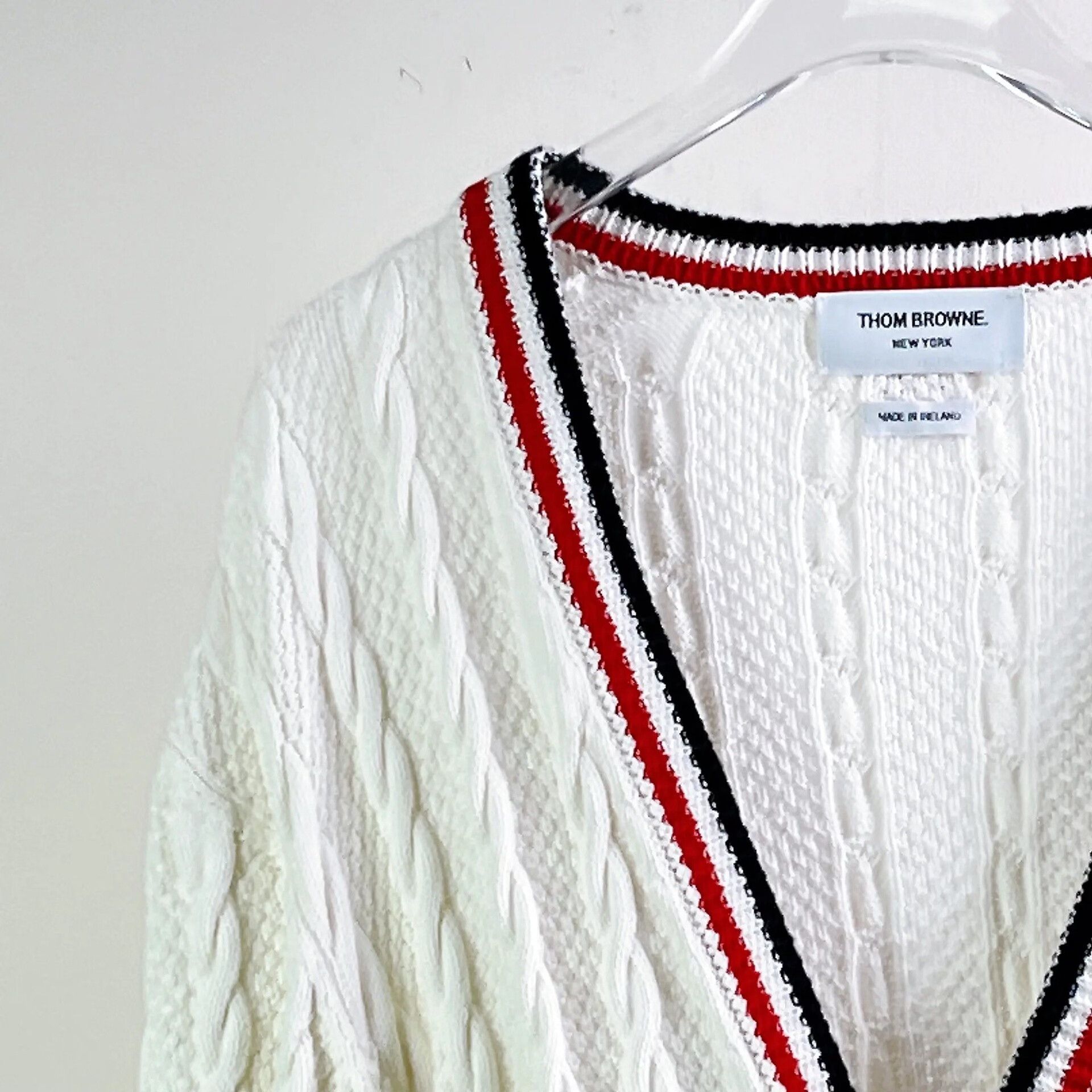 Thom Browne ThomBrowne White Cable-Knit Cardigan Size US S / EU 44-46 / 1 - 3 Thumbnail