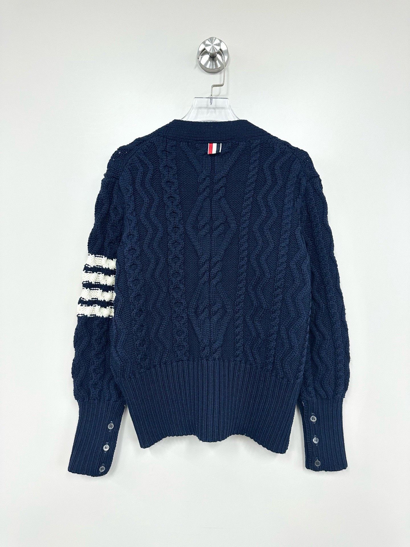Thom Browne Thom Browne Dark Blue Cable-Knit Cardigan Size US S / EU 44-46 / 1 - 2 Thumbnail