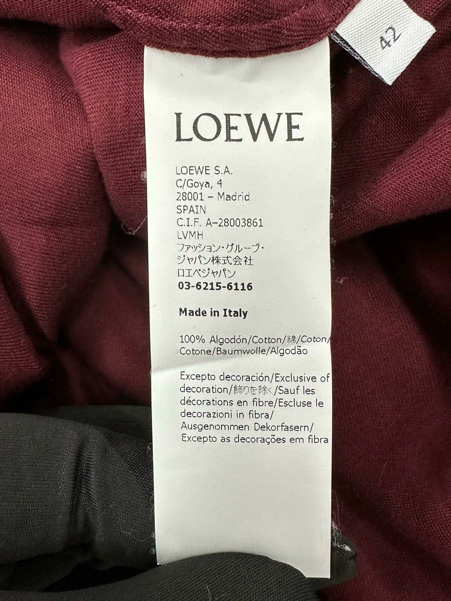 Loewe Loewe Wine Red Embroidered Logo Shirt Size US XS / EU 42 / 0 - 4 Thumbnail