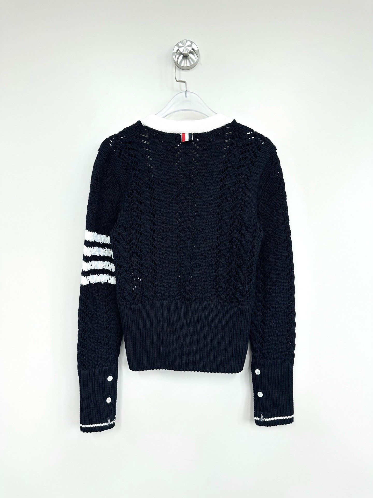Thom Browne Thom Browne Black Wool Cardigan w/ Stripes Size US XXS / EU 40 - 2 Thumbnail