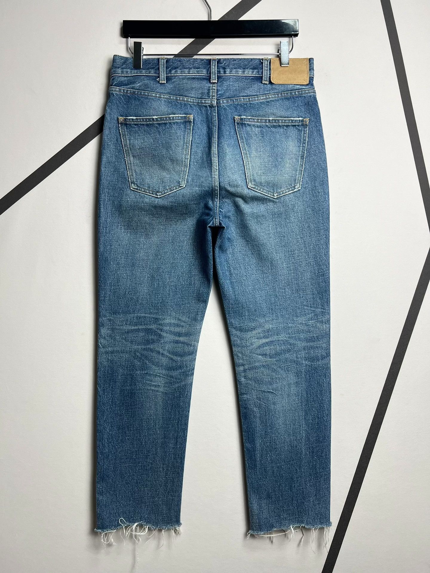 Celine Celine Runway Washed Blue Frayed Straight-Leg Jeans Size US 29 - 2 Thumbnail