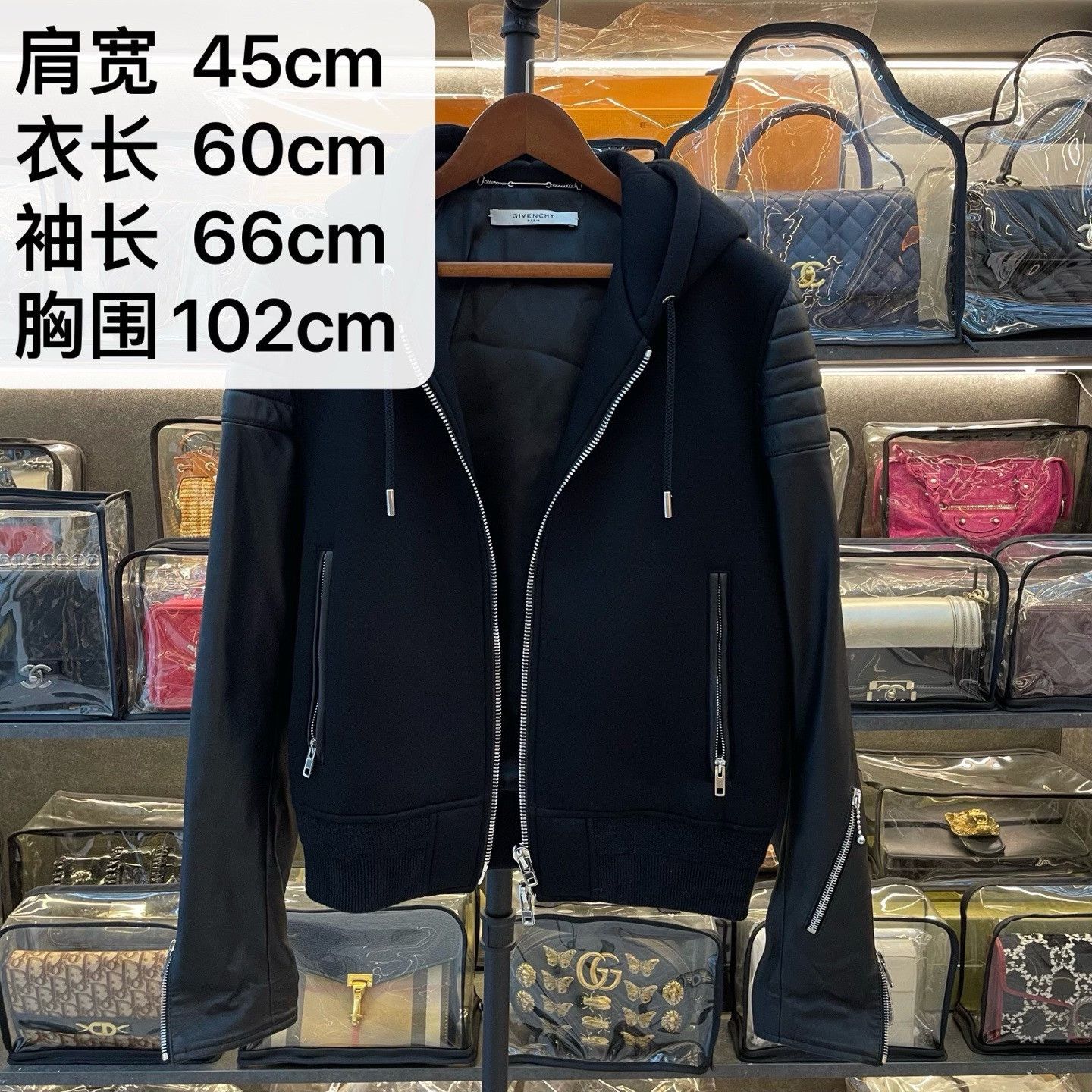 Givenchy GIVENCHY Black Sheepskin Space Sponge Hooded Leather Jacket Size US XS / EU 42 / 0 - 7 Thumbnail