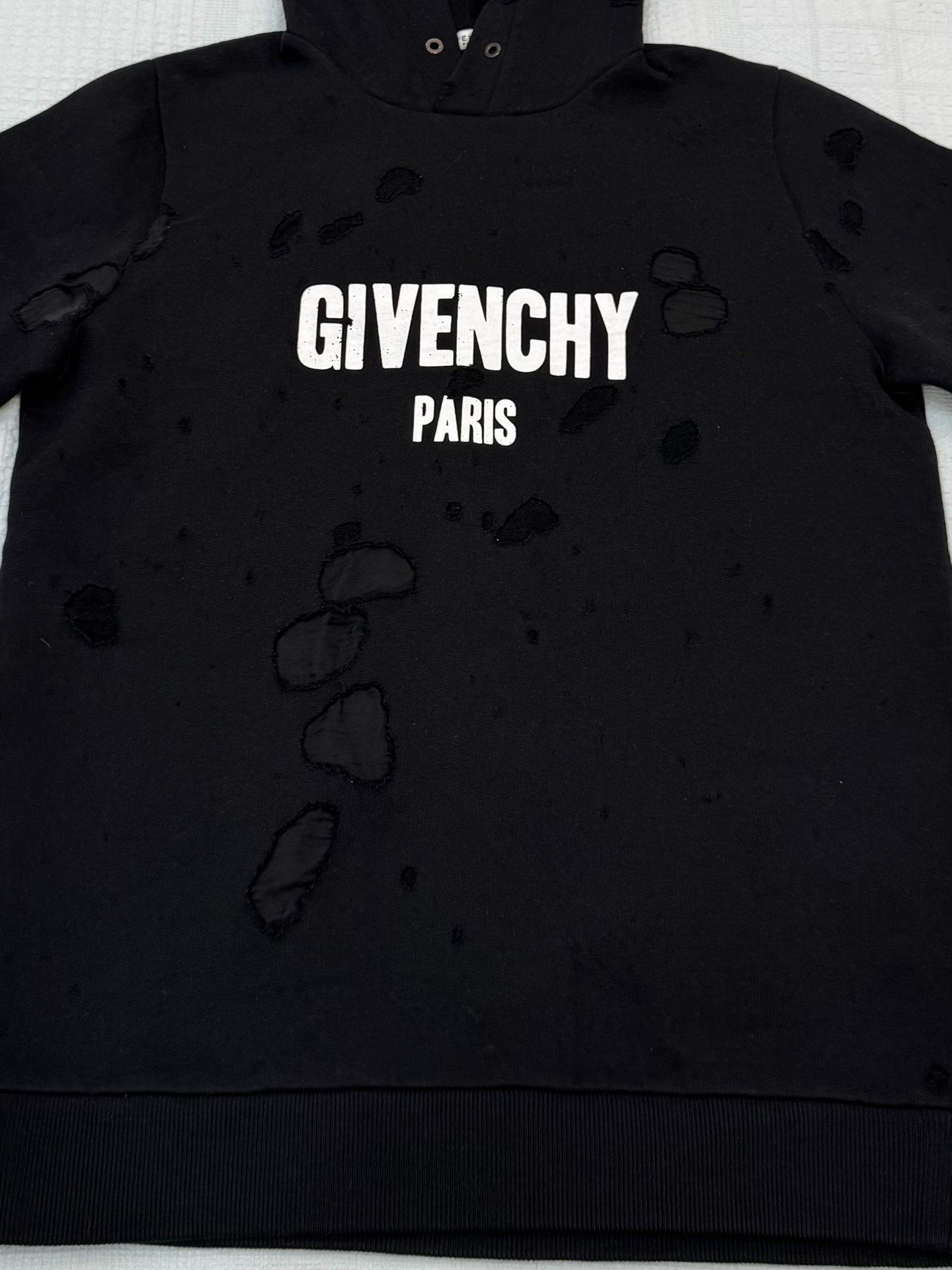Givenchy Givenchy Black Distressed Logo Hoodie Size US XS / EU 42 / 0 - 2 Thumbnail