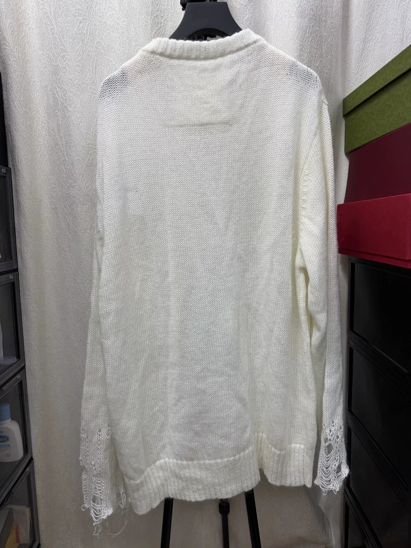 Givenchy Givenchy White Hole Knit Sweater Size US XL / EU 56 / 4 - 2 Thumbnail
