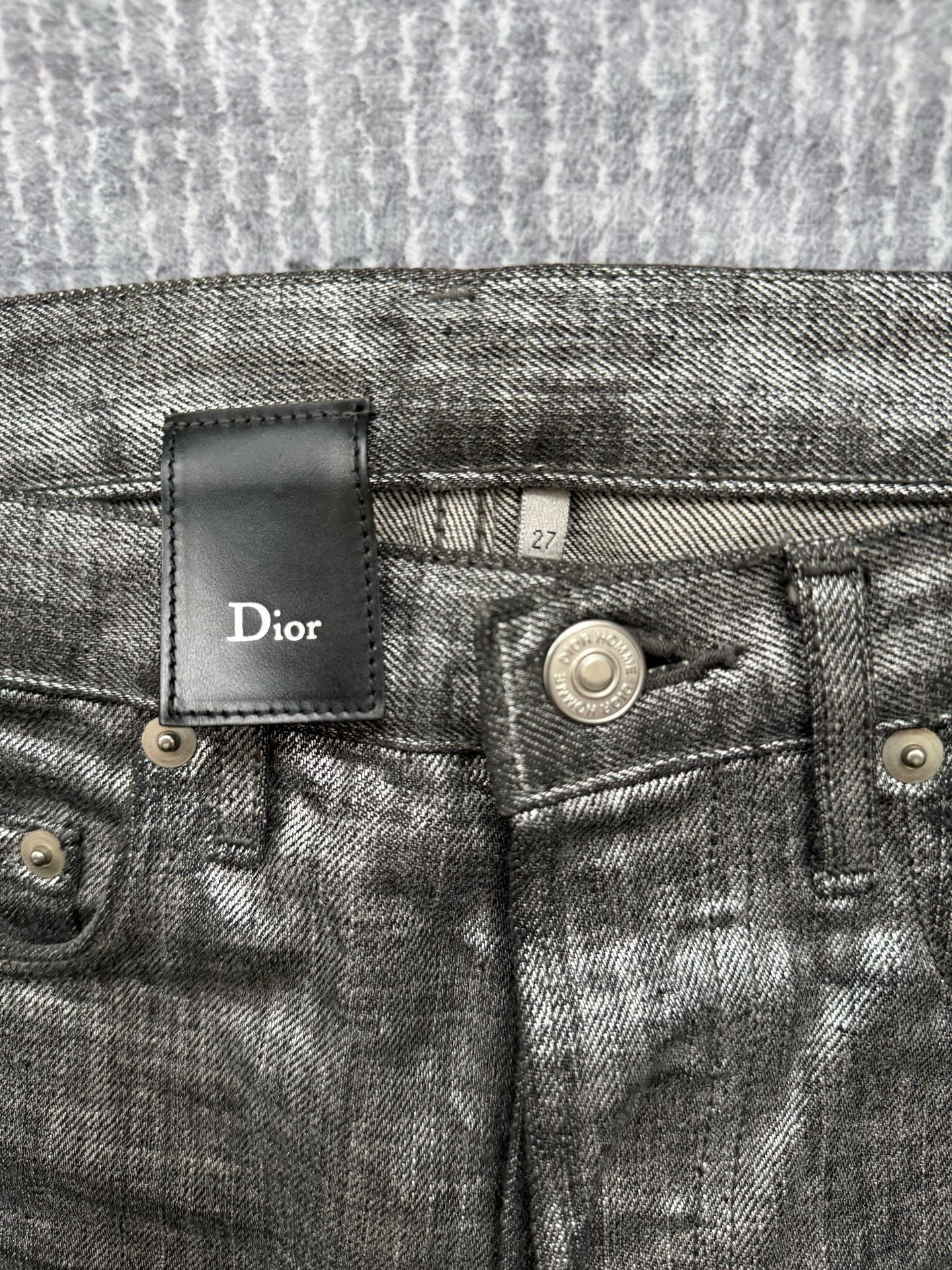 Kris Van Assche Dior Homme 08SS Silver Coated Jeans Size US 27 - 2 Thumbnail