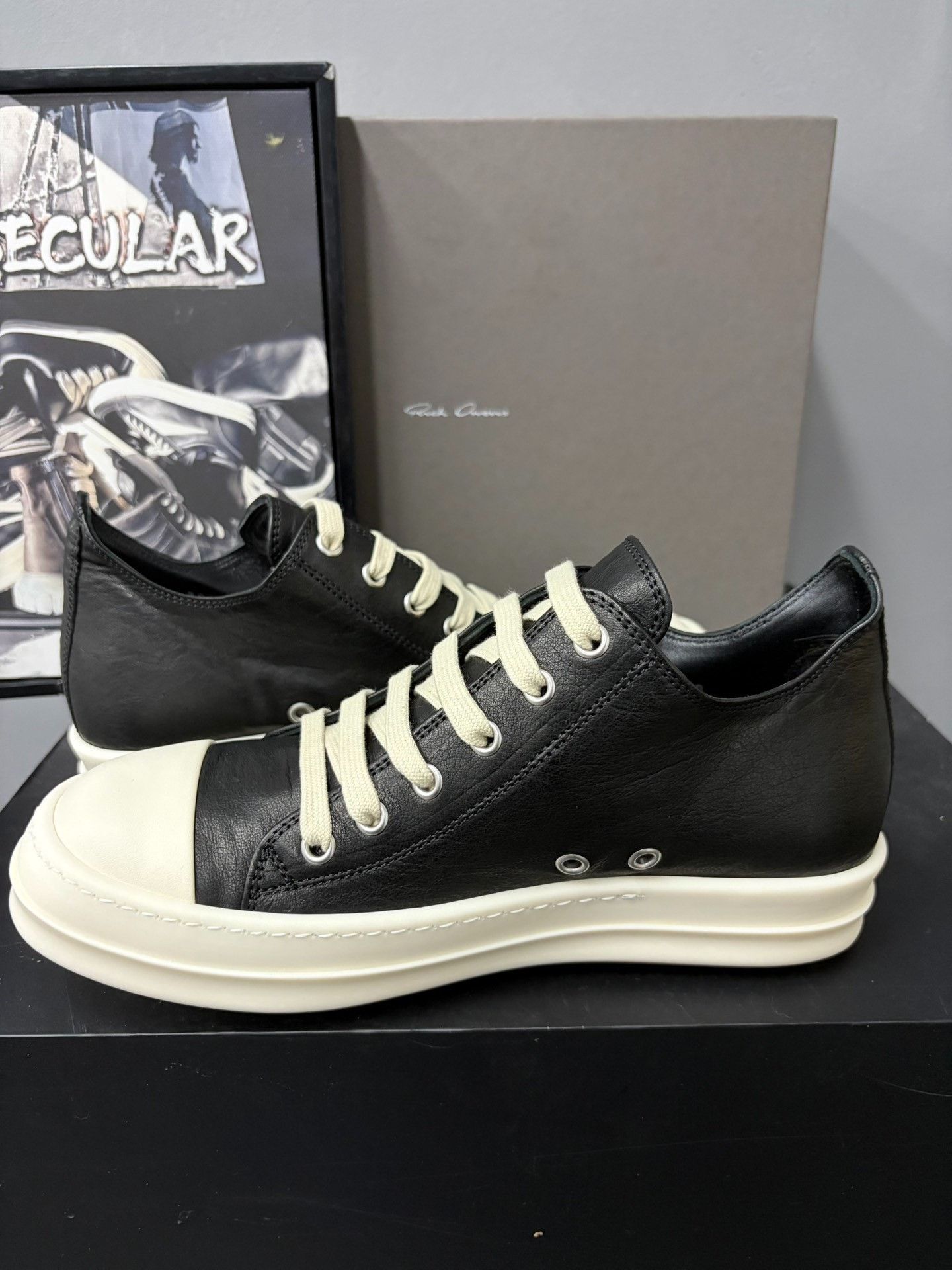 Rick Owens Rick Owens Black White Low-Top Sneakers Size US 7 / EU 40 - 5 Thumbnail