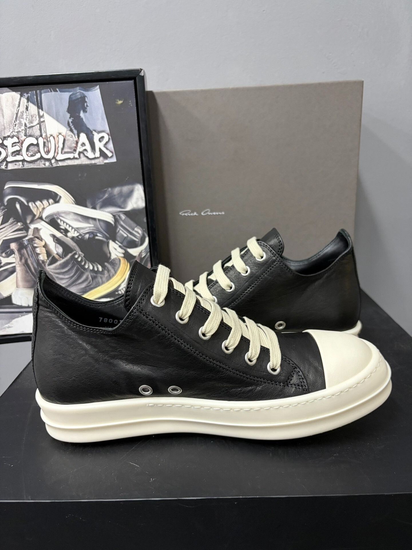 Rick Owens Rick Owens Black White Low-Top Sneakers Size US 5 / EU 37 - 6 Thumbnail