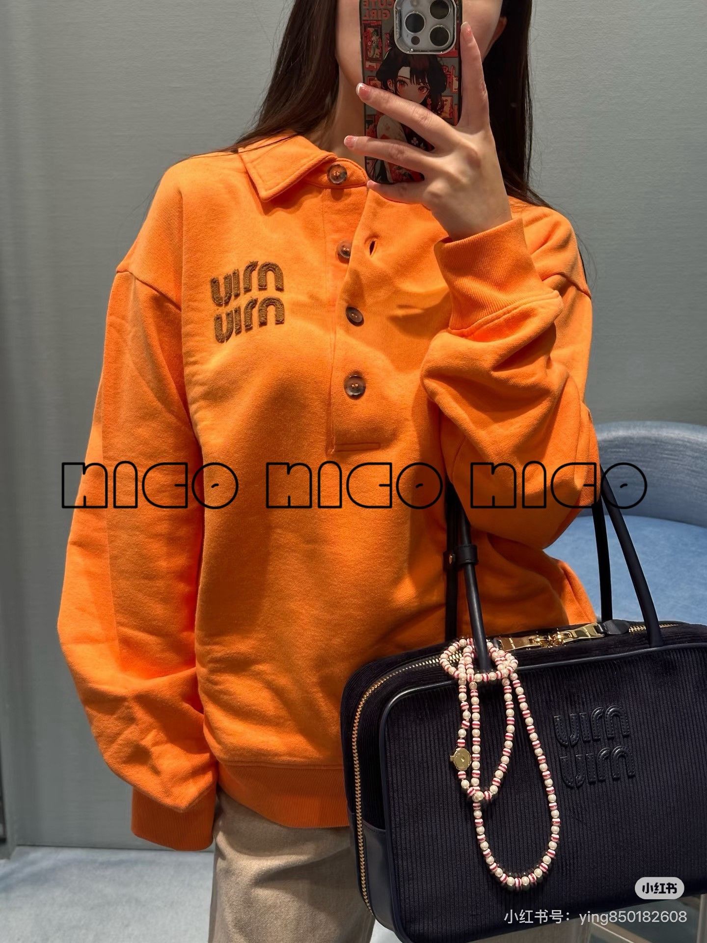 Miu Miu Miumiu Orange Fleece-Lined Loose Polo Sweatshirt Size XS / US 0-2 / IT 36-38 - 2 Thumbnail