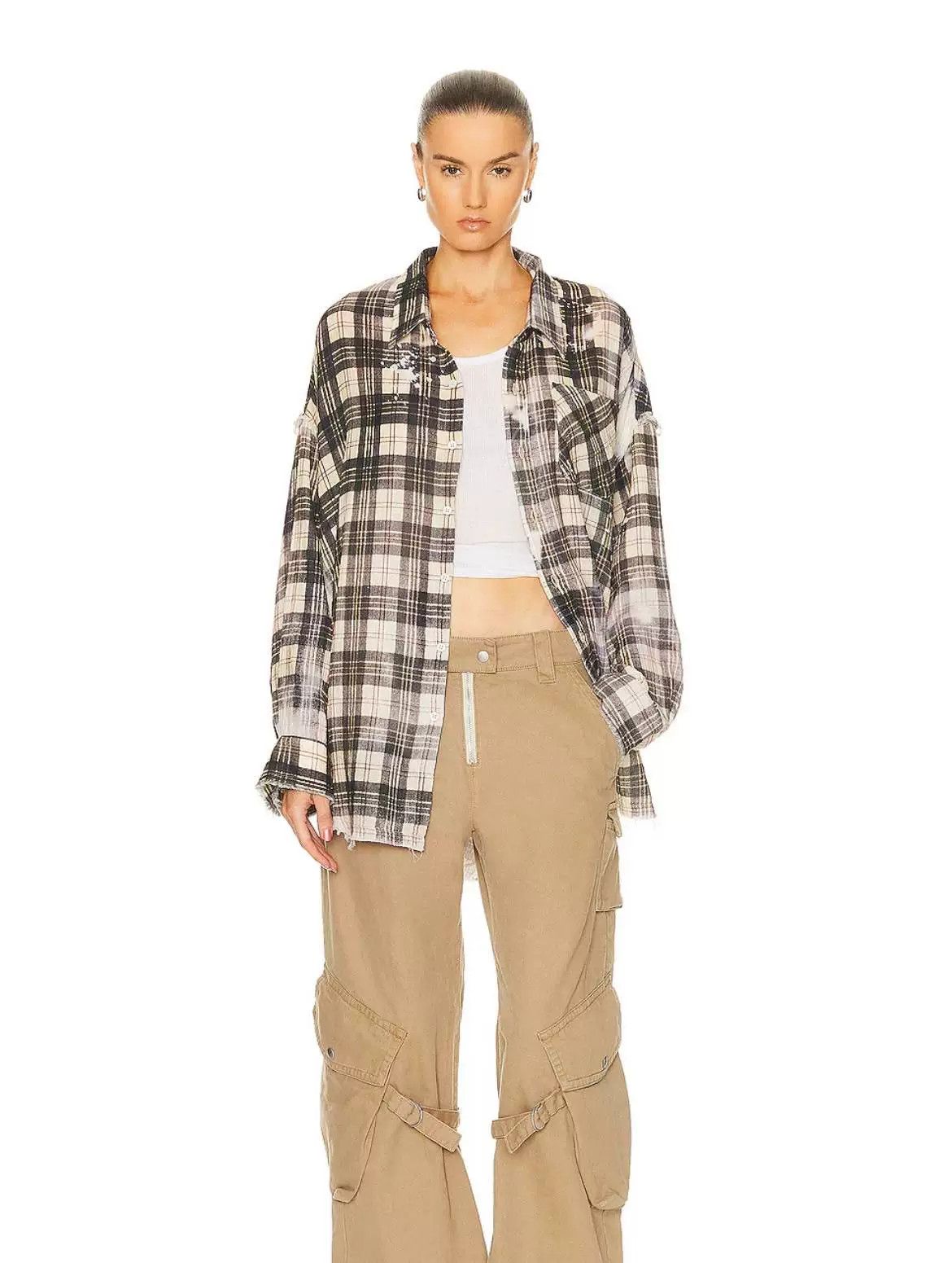 R13 R13 Loose Frayed Plaid Shirt Size S / US 4 / IT 40 - 6 Thumbnail