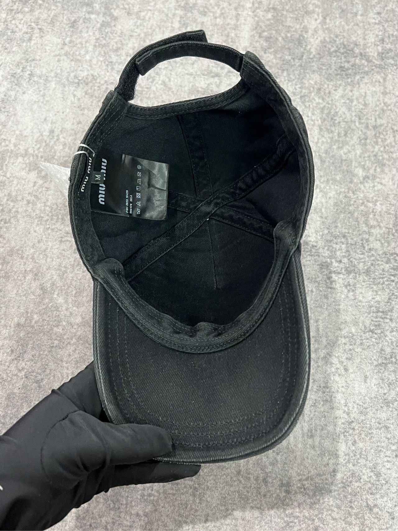 Miu Miu Miumiu Black Distressed Baseball Cap Size ONE SIZE - 3 Thumbnail