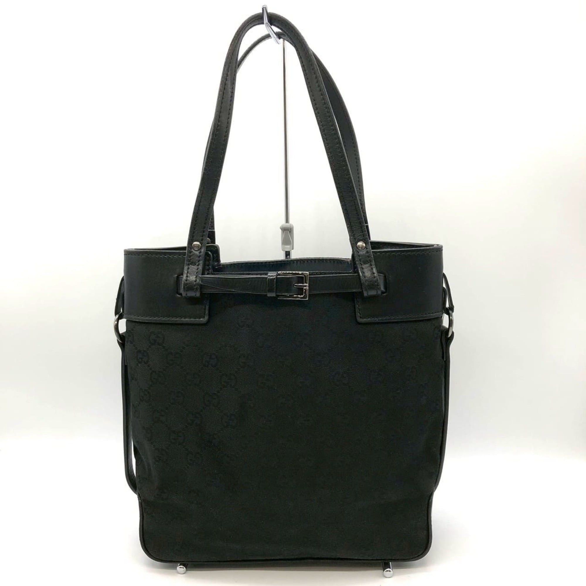 Gucci GUCCI 107757 GG Canvas Tote Bag Handbag Leather Black Women's Size ONE SIZE - 2 Thumbnail