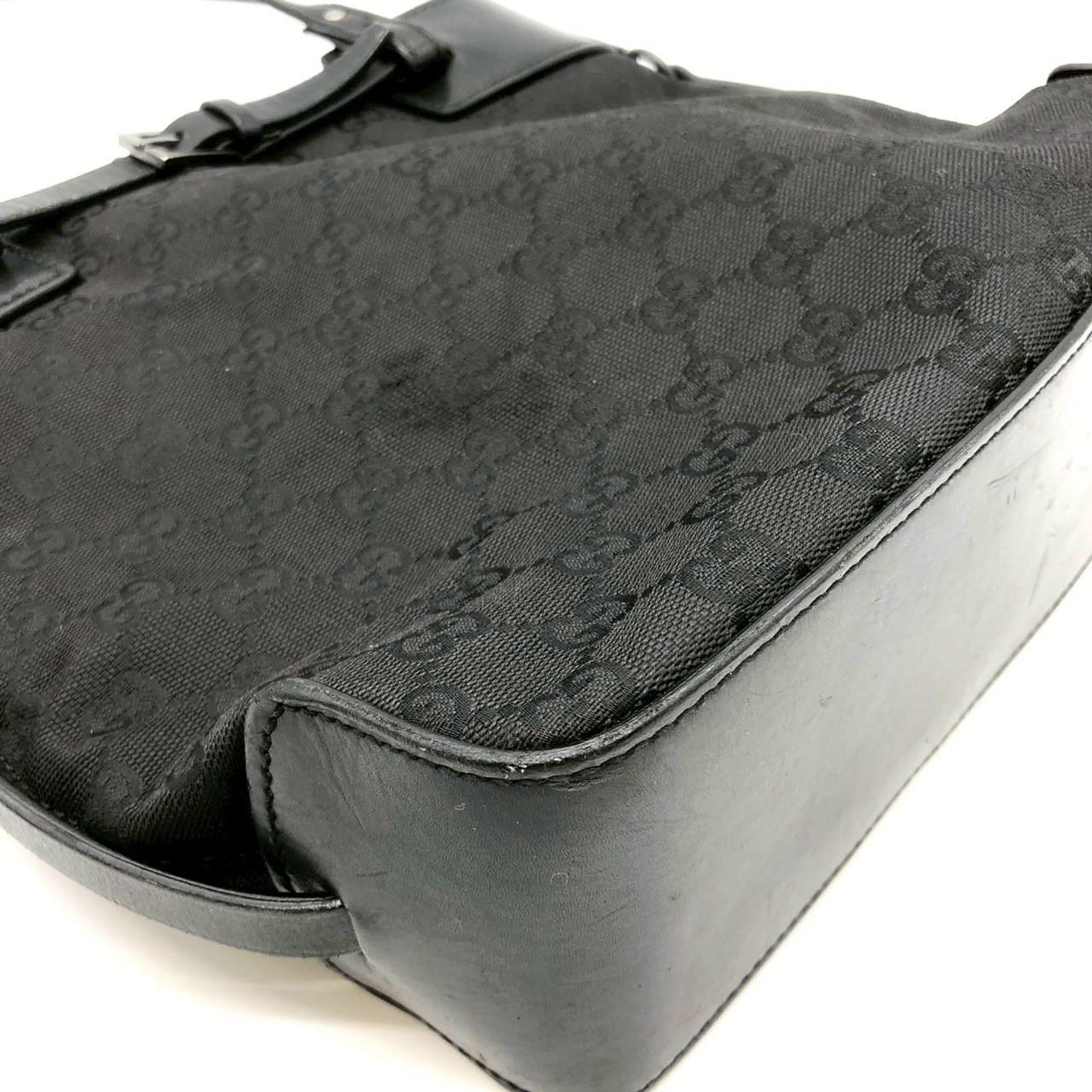 Gucci GUCCI 107757 GG Canvas Tote Bag Handbag Leather Black Women's Size ONE SIZE - 5 Thumbnail