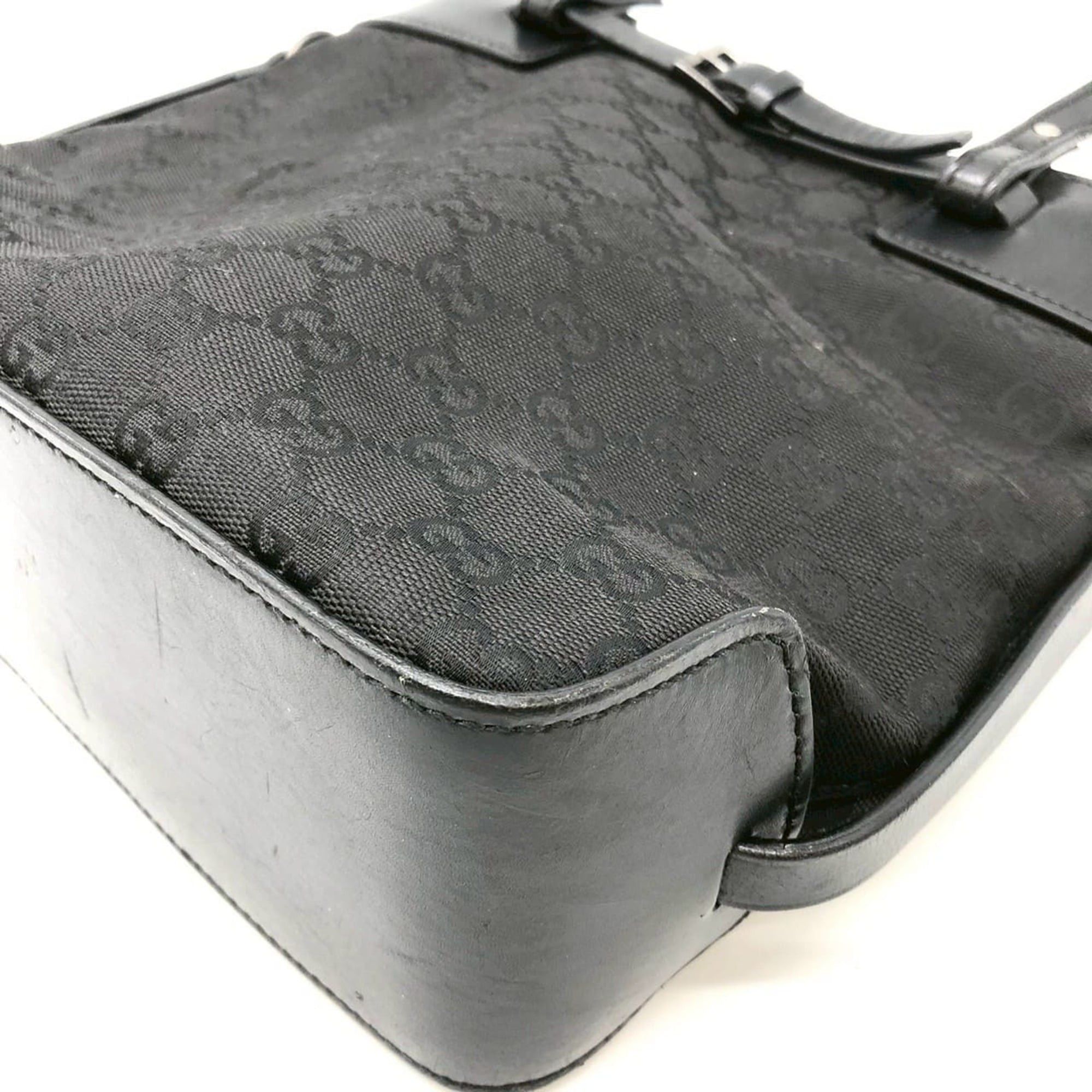 Gucci GUCCI 107757 GG Canvas Tote Bag Handbag Leather Black Women's Size ONE SIZE - 4 Thumbnail