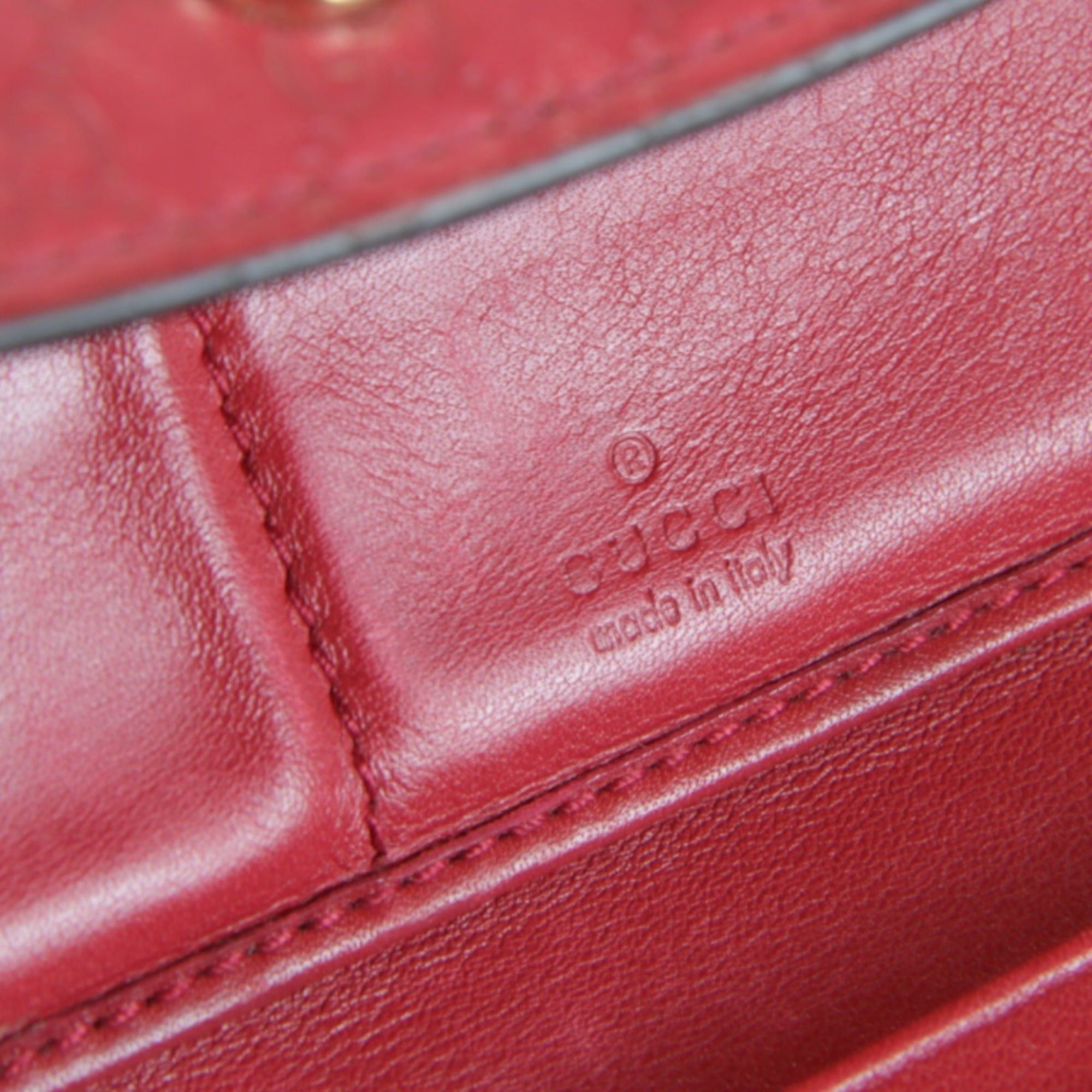 Gucci GUCCI 256926・0416 Leather Long Wallet, Red, Women's Size ONE SIZE - 10 Thumbnail