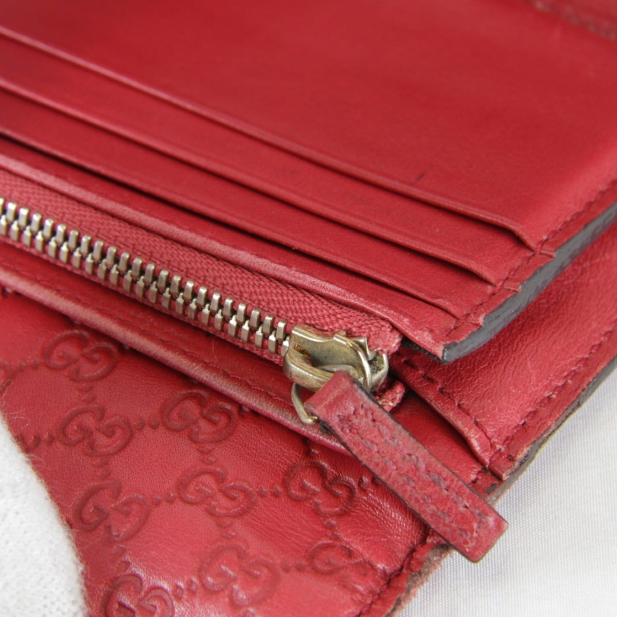 Gucci GUCCI 256926・0416 Leather Long Wallet, Red, Women's Size ONE SIZE - 11 Thumbnail