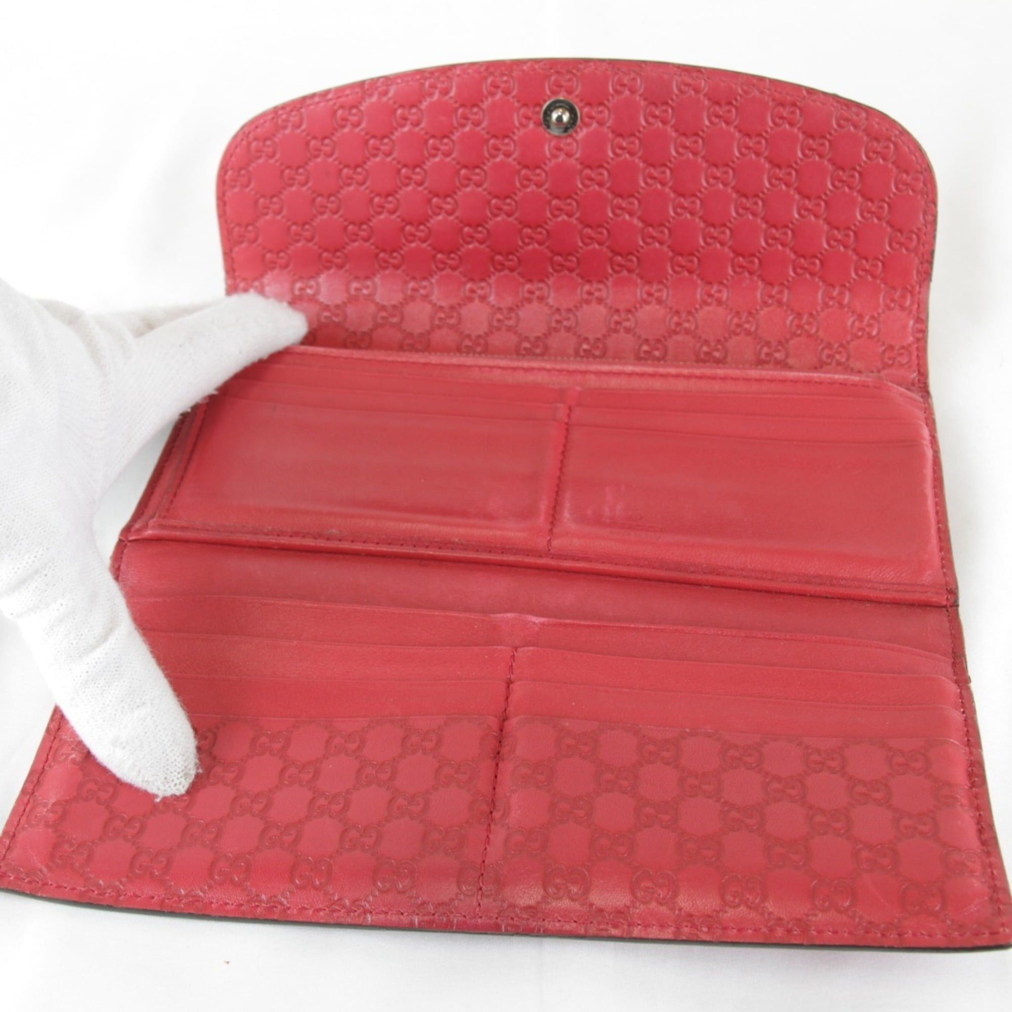 Gucci GUCCI 256926・0416 Leather Long Wallet, Red, Women's Size ONE SIZE - 9 Thumbnail