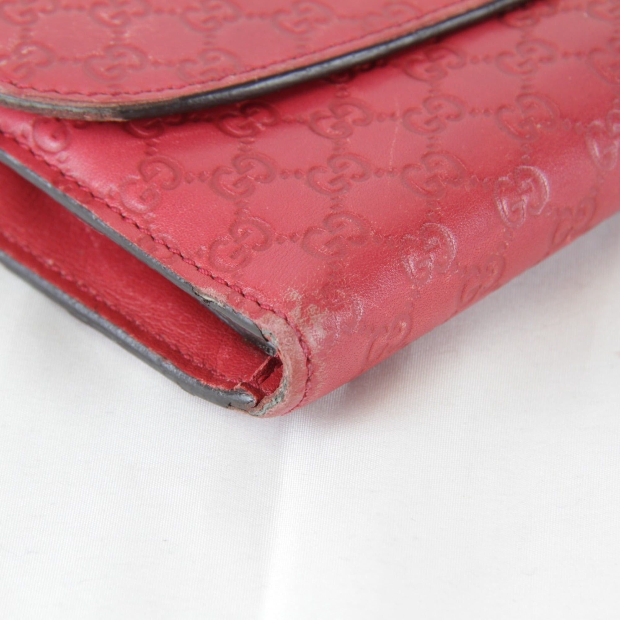 Gucci GUCCI 256926・0416 Leather Long Wallet, Red, Women's Size ONE SIZE - 6 Thumbnail