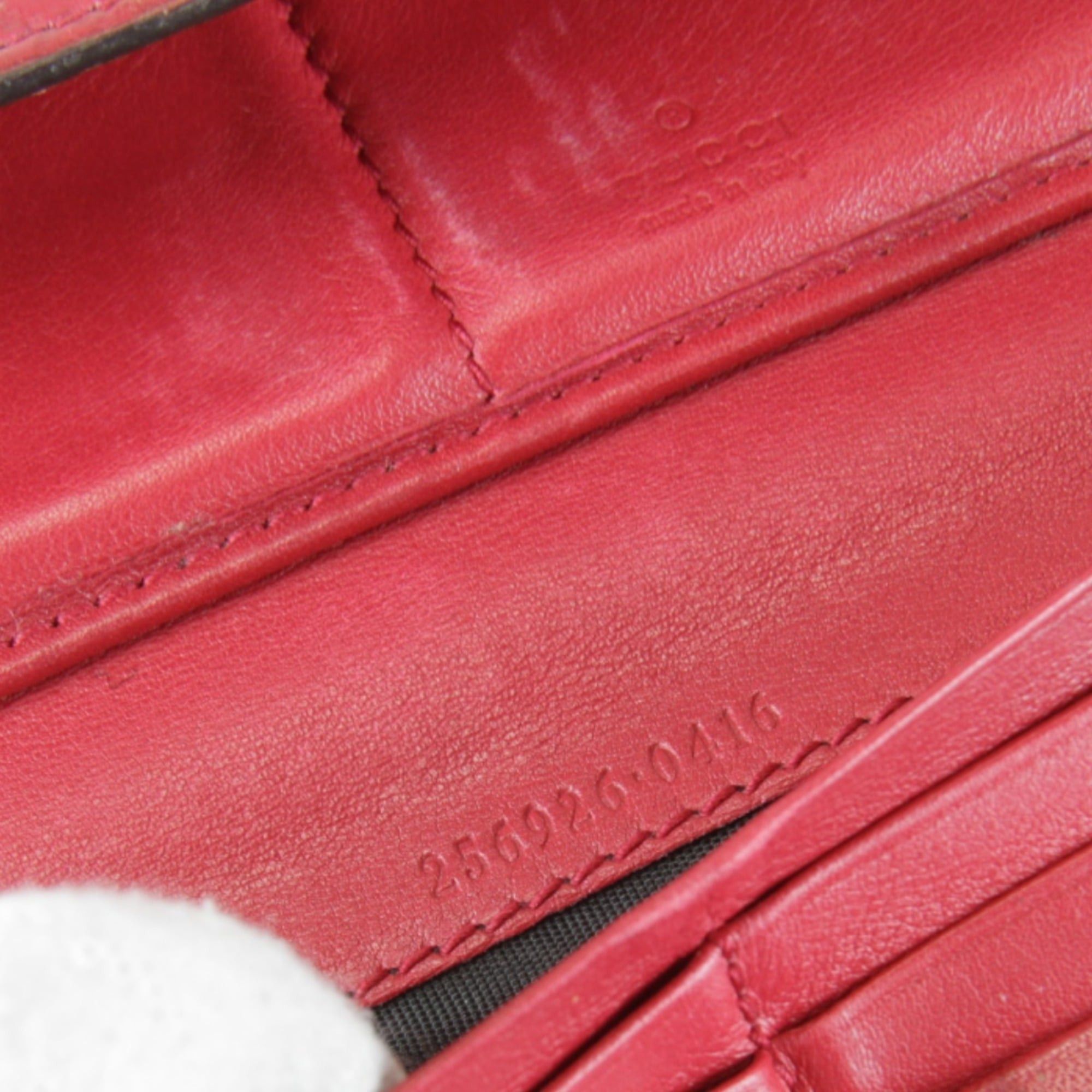 Gucci GUCCI 256926・0416 Leather Long Wallet, Red, Women's Size ONE SIZE - 13 Thumbnail