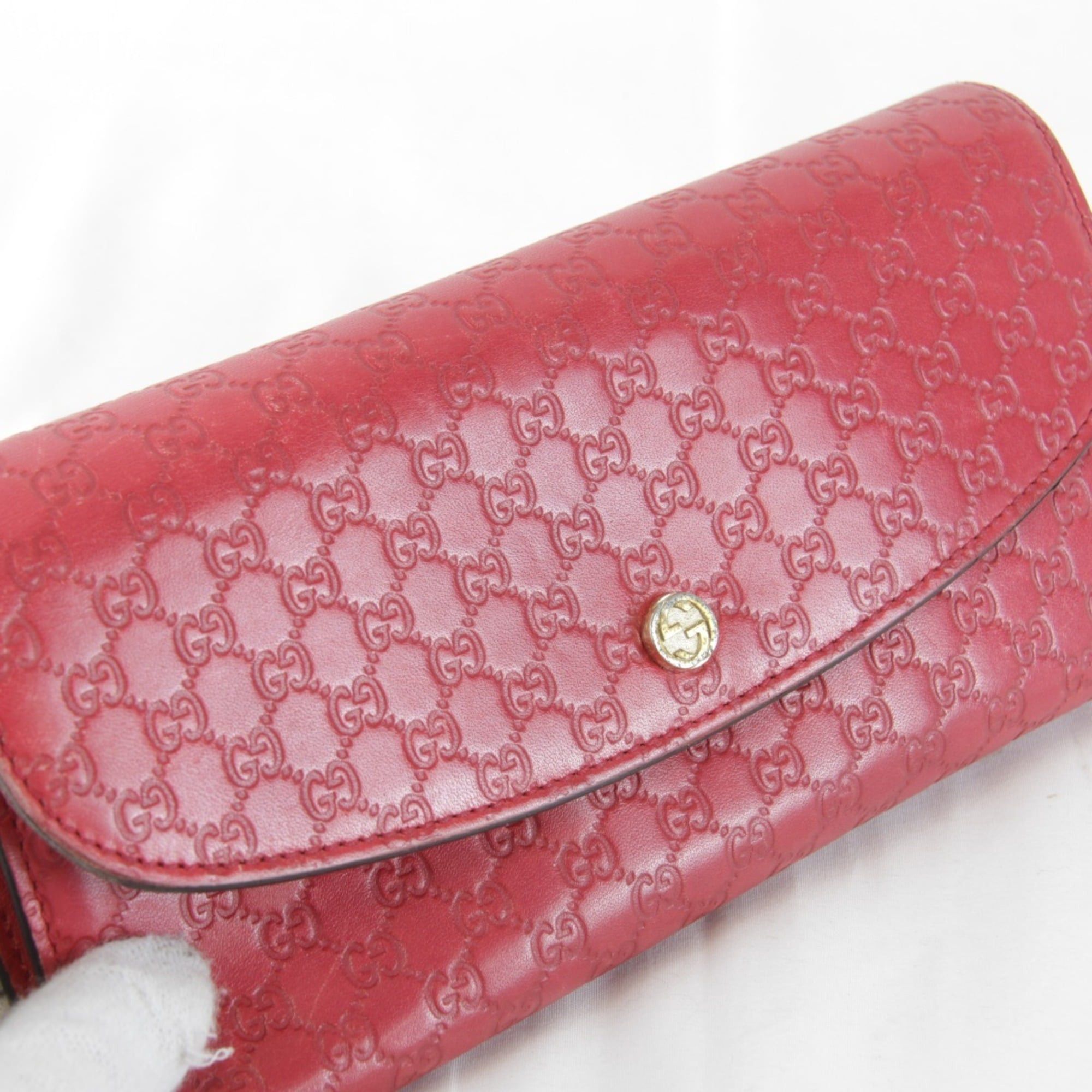 Gucci GUCCI 256926・0416 Leather Long Wallet, Red, Women's Size ONE SIZE - 8 Thumbnail