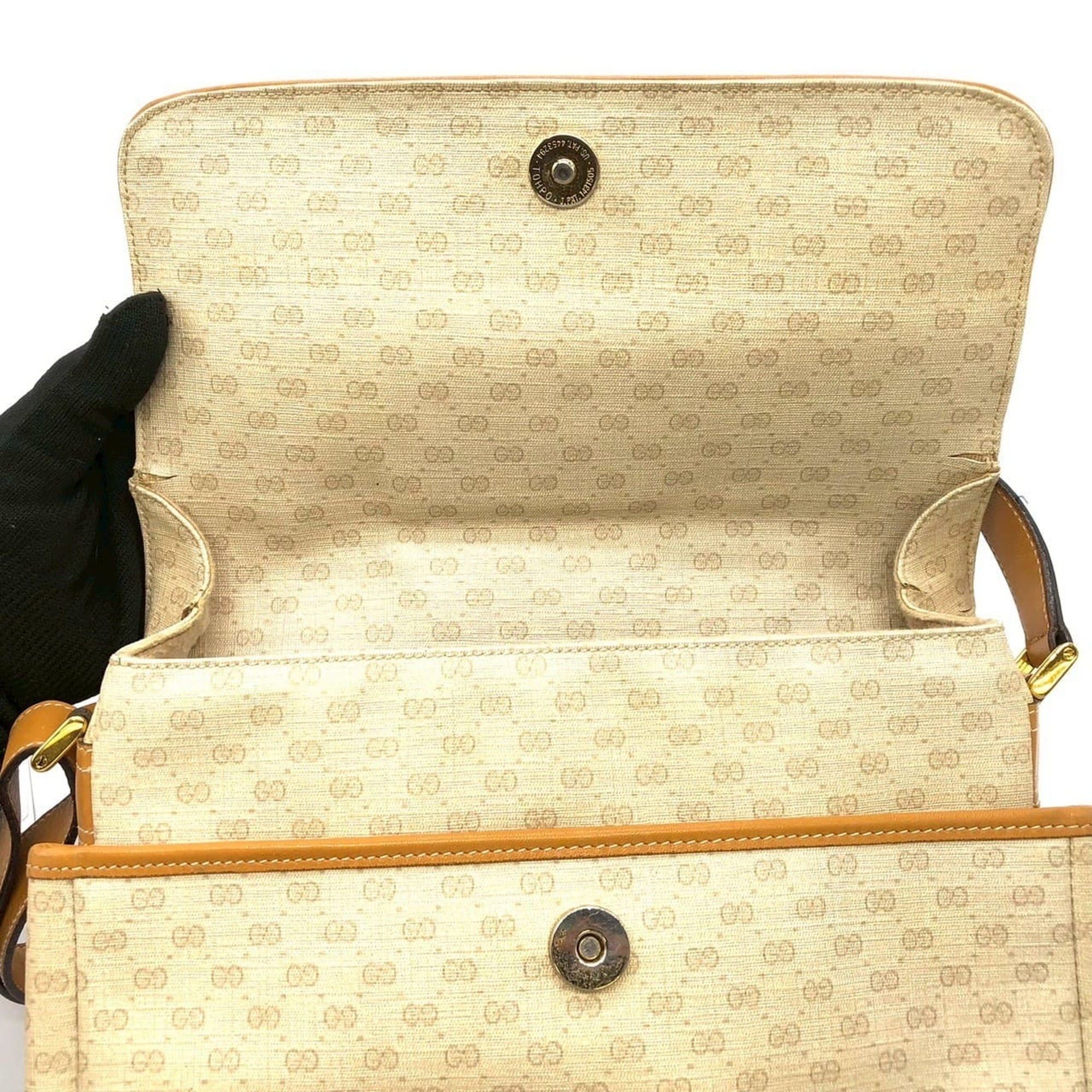 Gucci GUCCI 001 14 Micro GG Shoulder Bag, Leather, Brown, Women's Size ONE SIZE - 8 Thumbnail