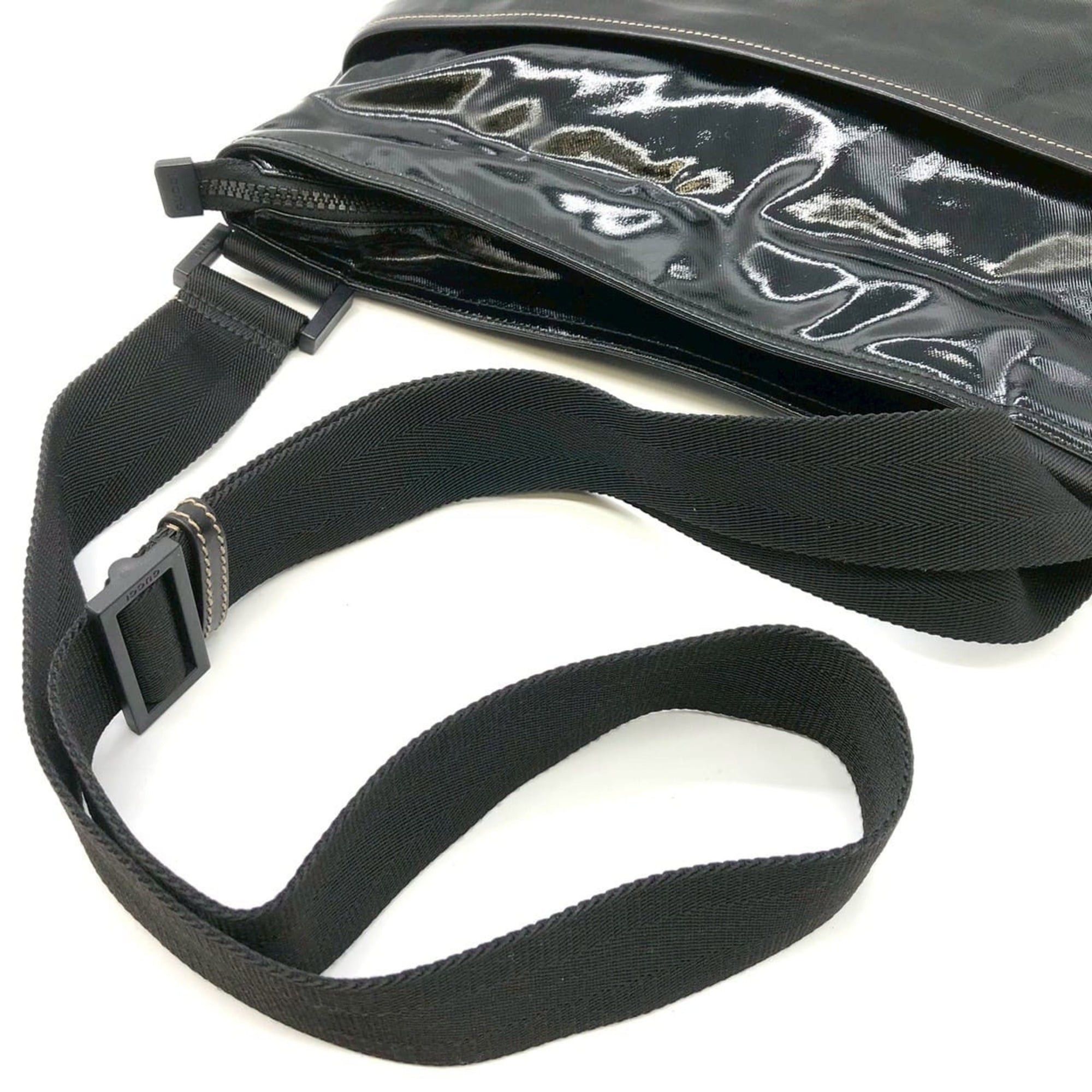 Gucci GUCCI 181093 Crest Shoulder Bag, Enamel Patent Leather, Black, Women's Size ONE SIZE - 6 Thumbnail