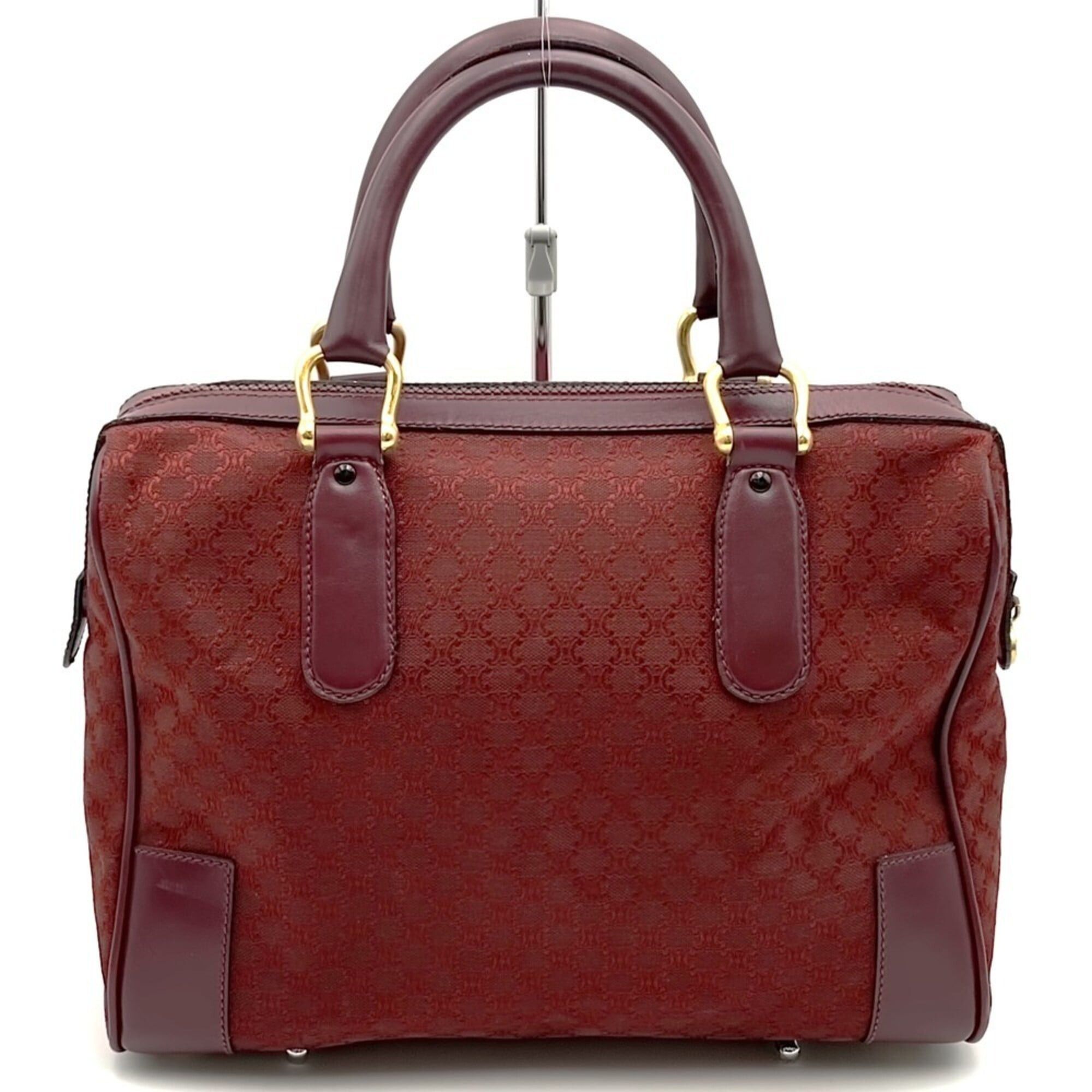 Celine CELINE Boston bag/handbag, Macadam canvas, red/burgundy, vintage style, women's. Size ONE SIZE - 4 Thumbnail