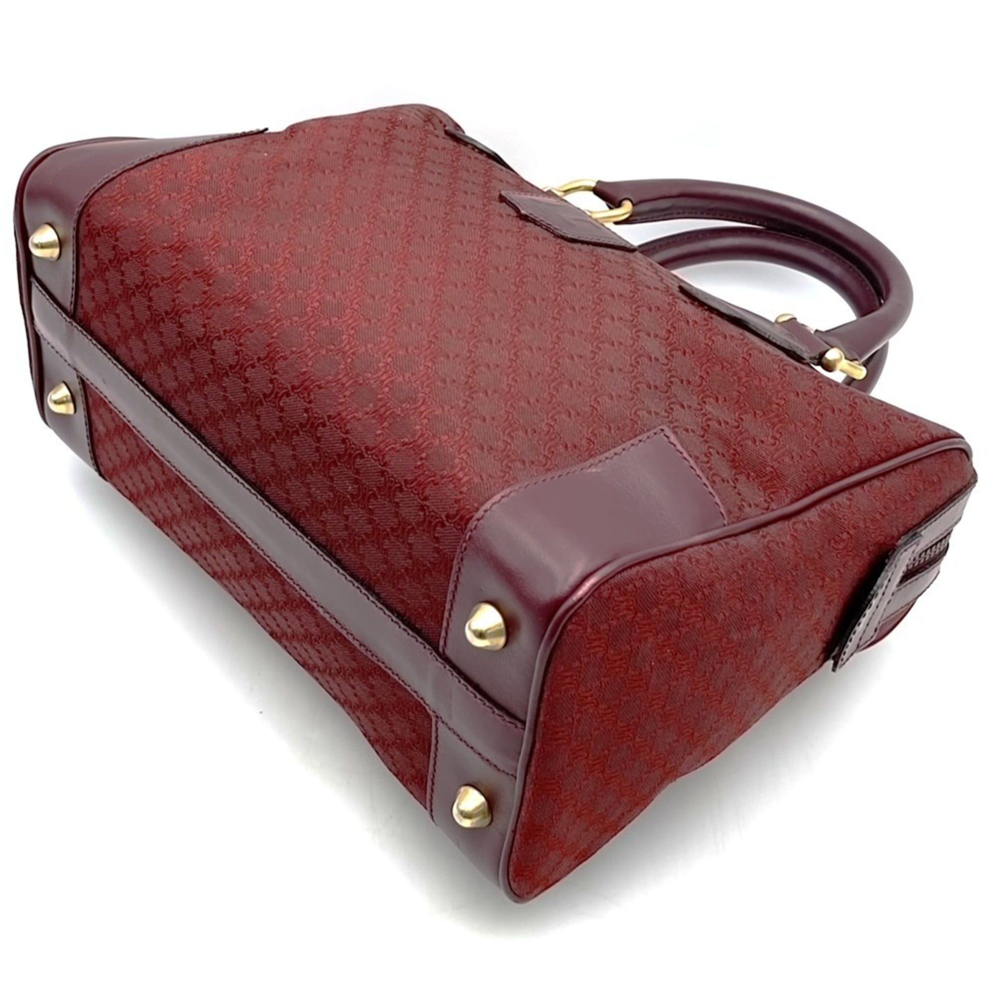 Celine CELINE Boston bag/handbag, Macadam canvas, red/burgundy, vintage style, women's. Size ONE SIZE - 2 Thumbnail