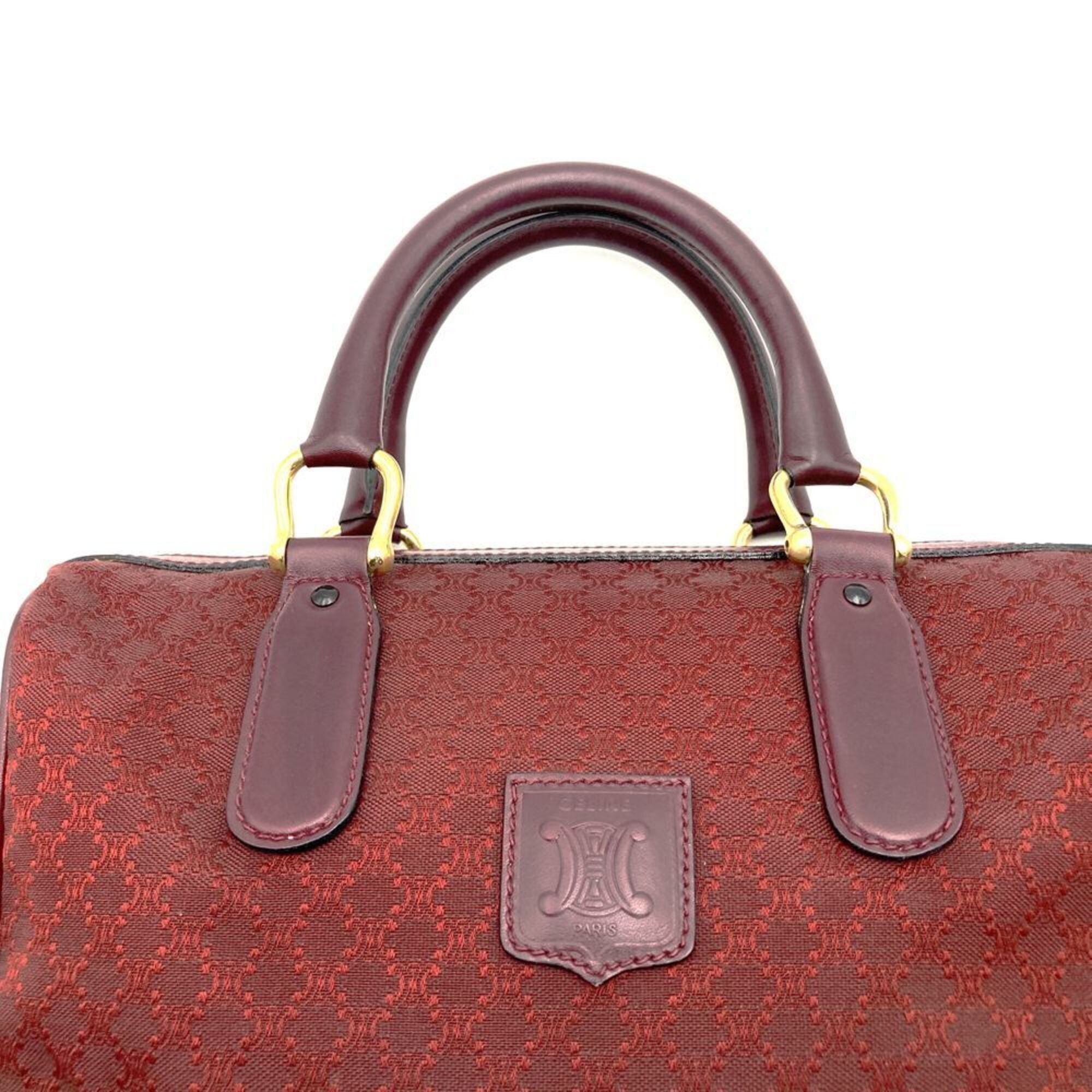 Celine CELINE Boston bag/handbag, Macadam canvas, red/burgundy, vintage style, women's. Size ONE SIZE - 5 Thumbnail