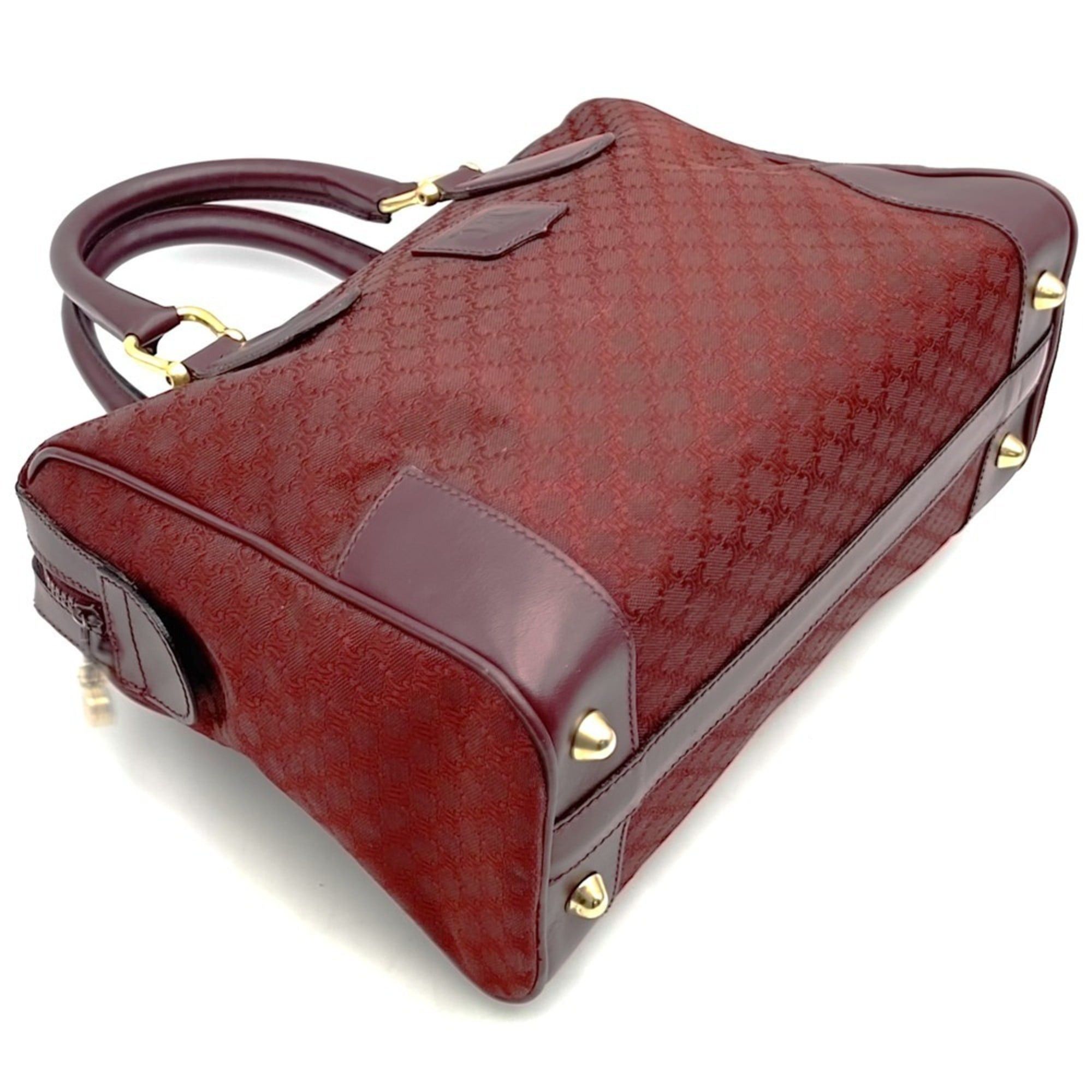 Celine CELINE Boston bag/handbag, Macadam canvas, red/burgundy, vintage style, women's. Size ONE SIZE - 3 Thumbnail