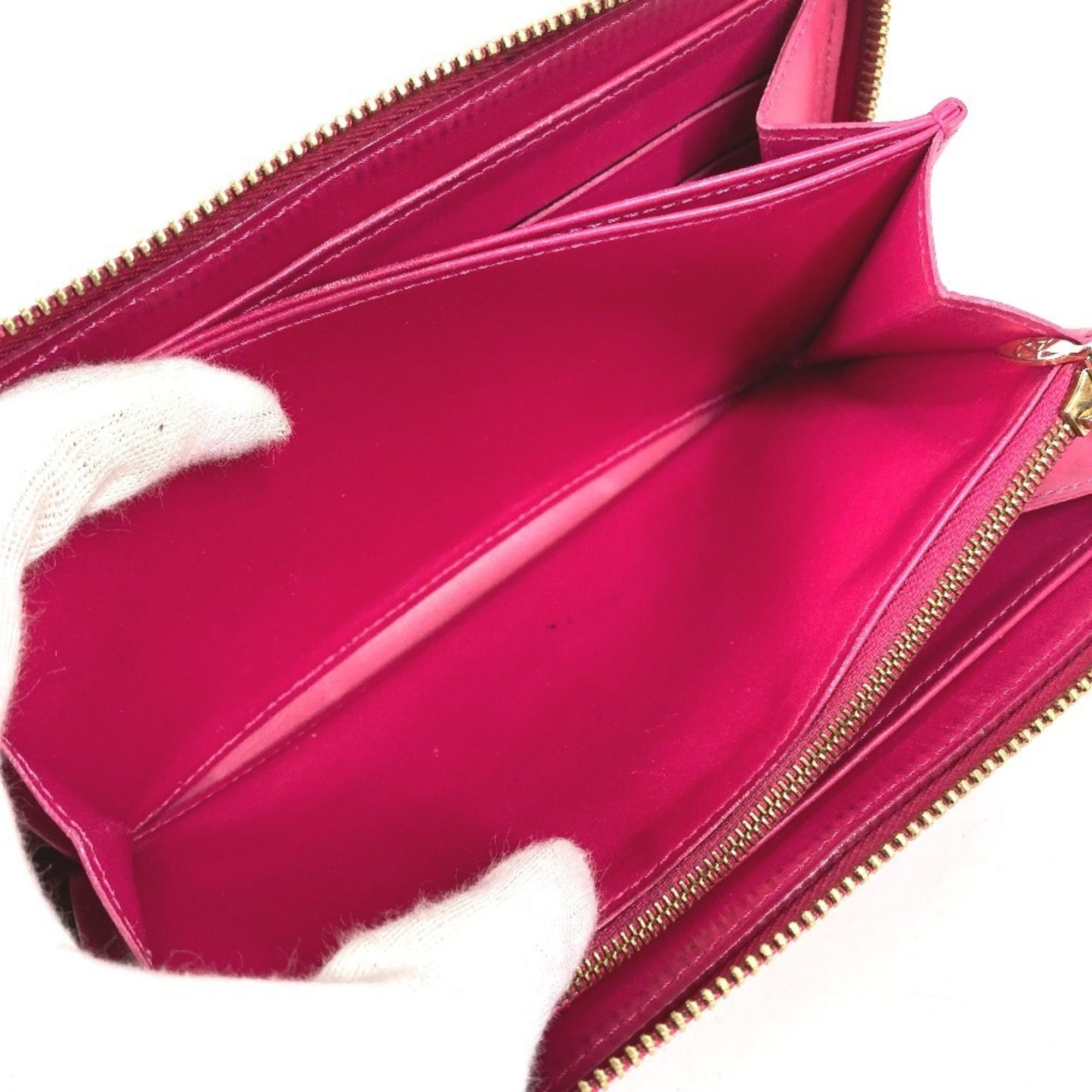 Louis Vuitton LOUIS VUITTON M90019 Ikat Flower Zippy Wallet Long Round Zipper Patent Leather Women's Pink Size ONE SIZE - 15 Thumbnail