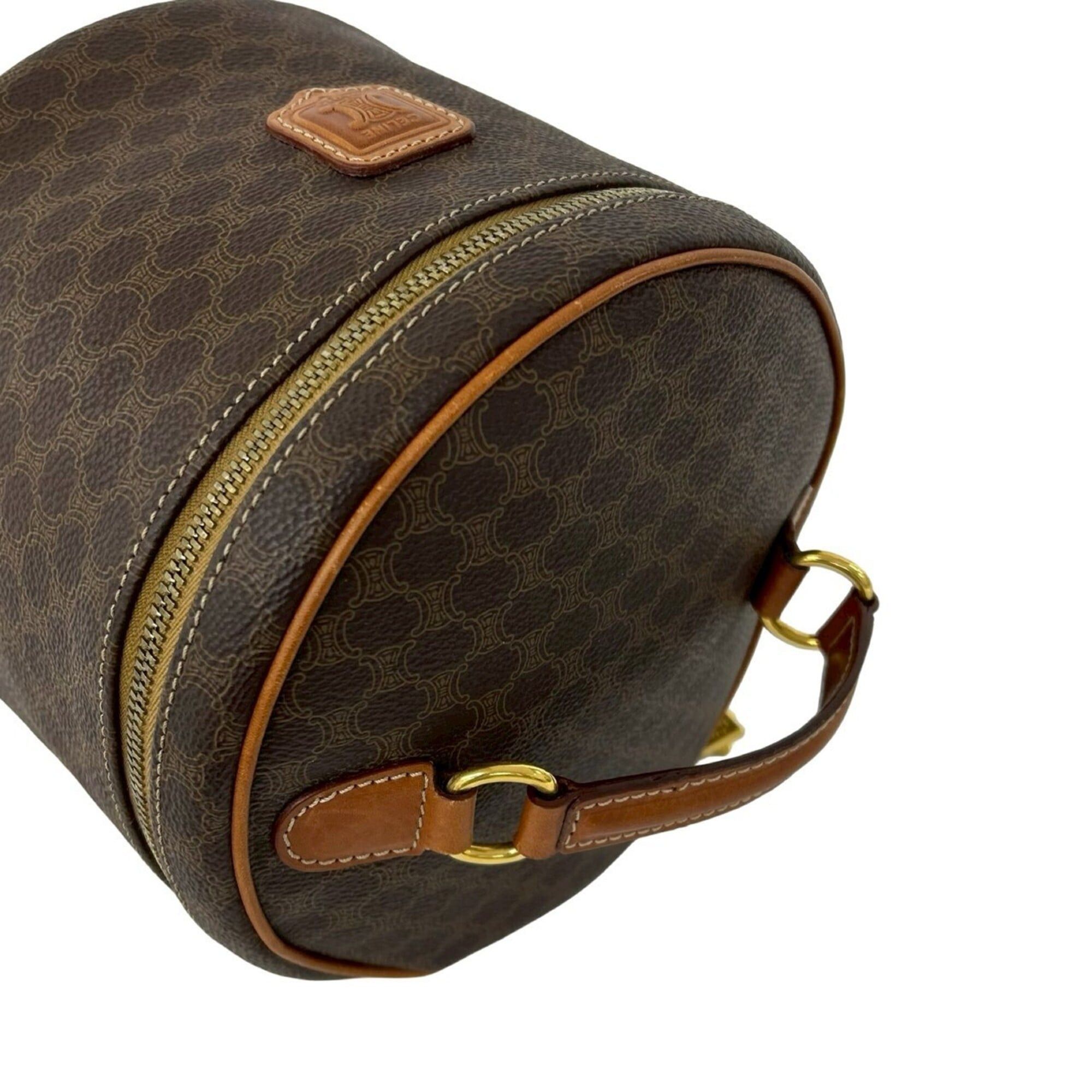Celine CELINE Vintage Macadam Blazon Triomphe Pattern Leather Handbag Vanity Bag Brown 88822 Size ONE SIZE - 4 Thumbnail