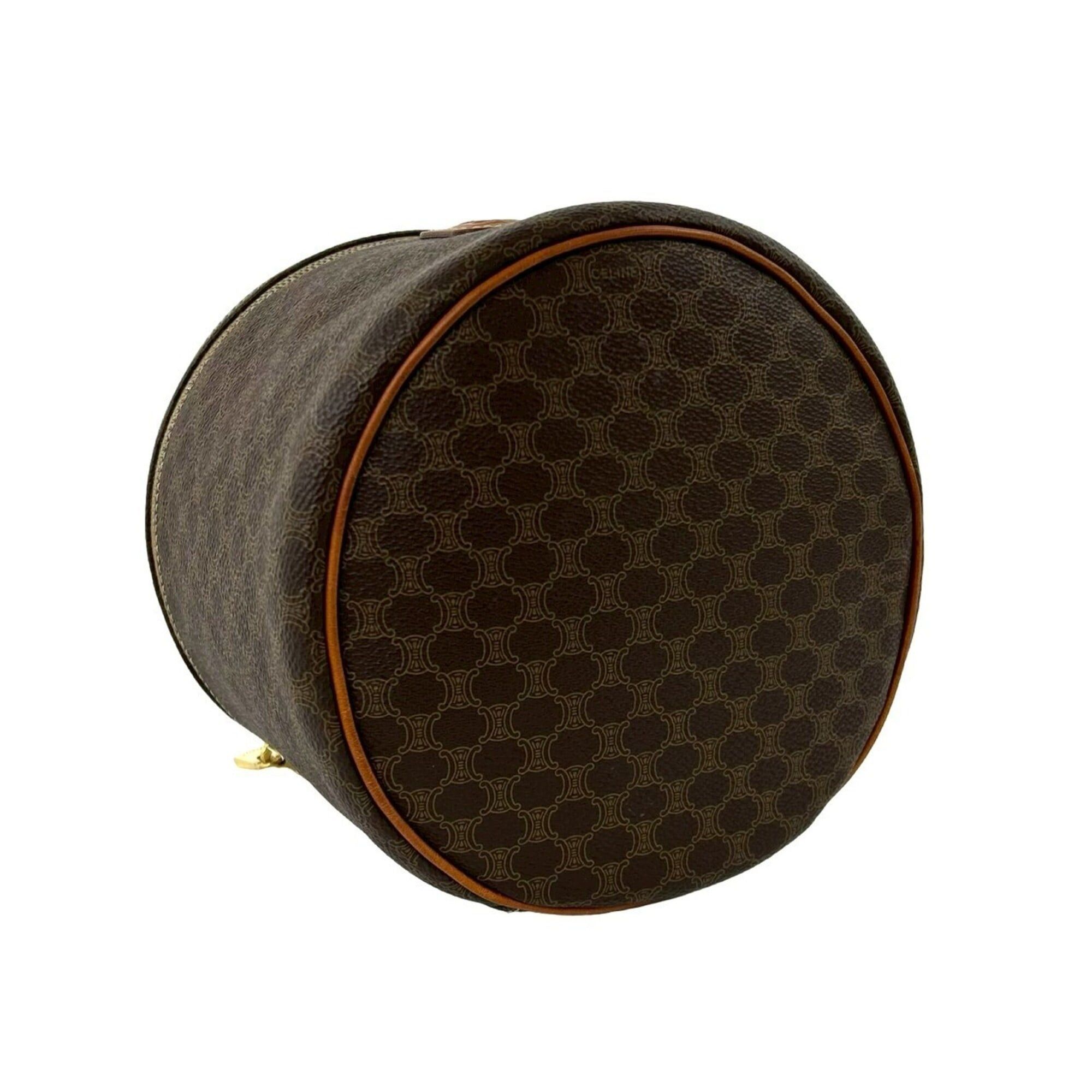 Celine CELINE Vintage Macadam Blazon Triomphe Pattern Leather Handbag Vanity Bag Brown 88822 Size ONE SIZE - 7 Thumbnail
