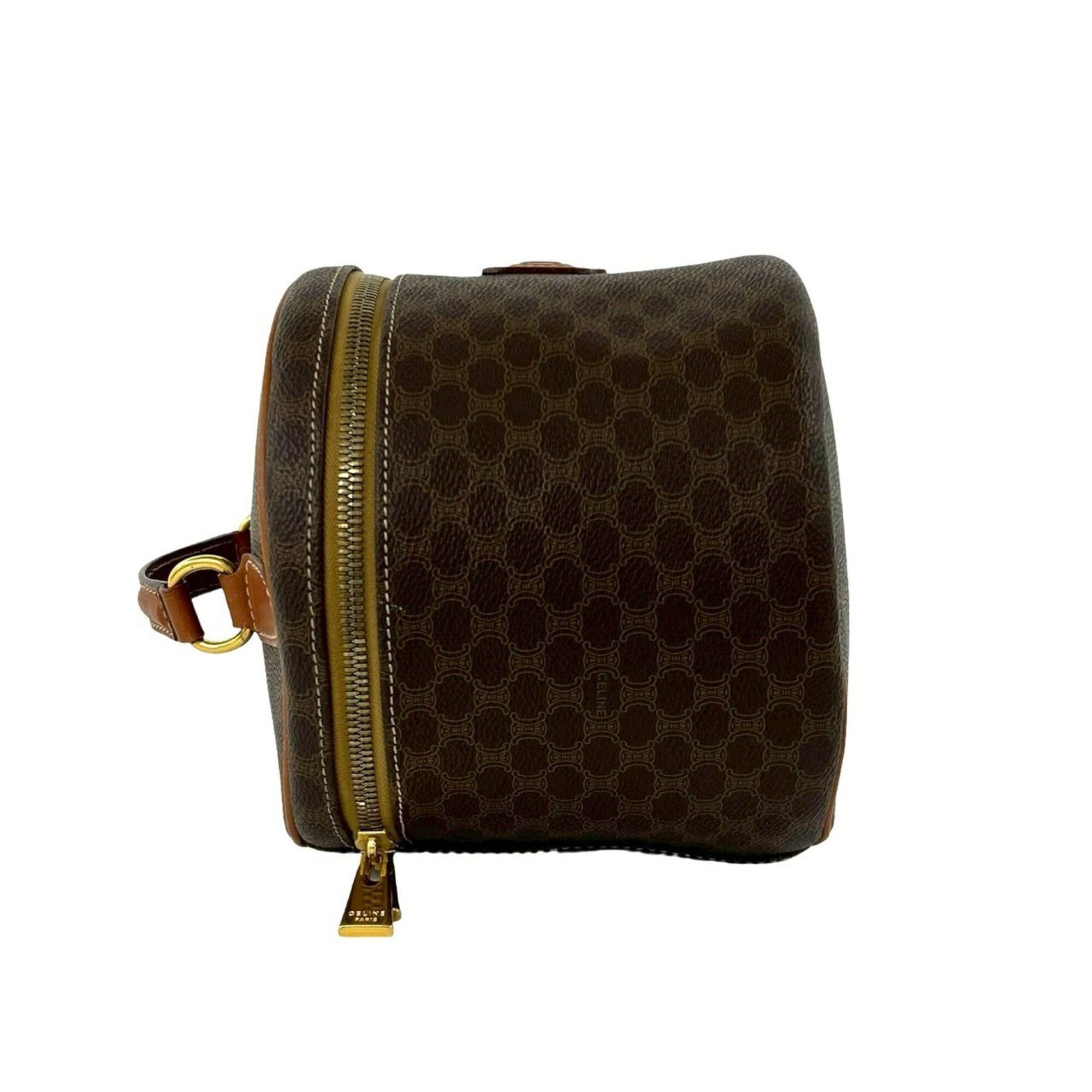 Celine CELINE Vintage Macadam Blazon Triomphe Pattern Leather Handbag Vanity Bag Brown 88822 Size ONE SIZE - 5 Thumbnail