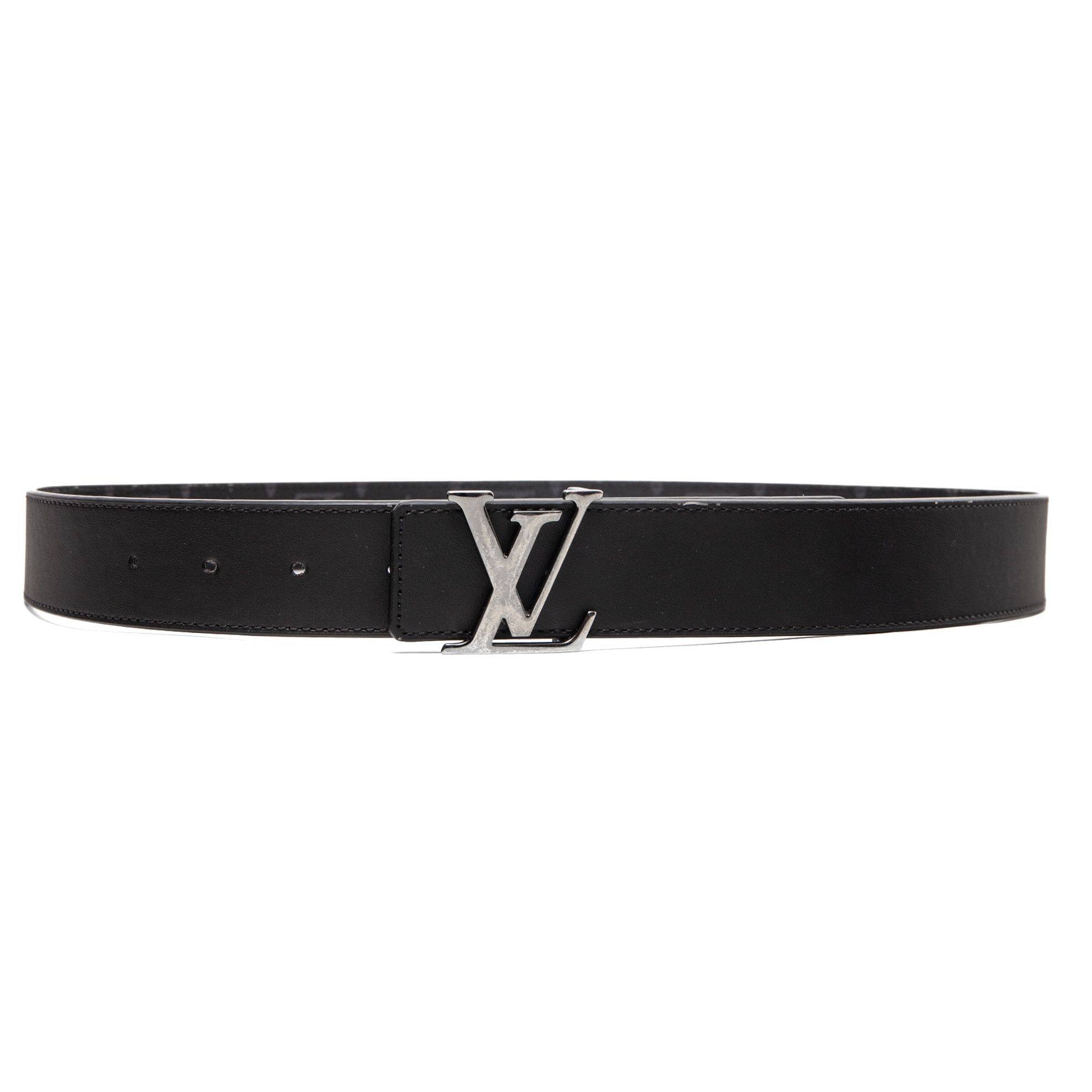 Louis Vuitton Initiales 35MM Reversible Monogram Belt Eclipse Black Gray Size ONE SIZE - 3 Thumbnail