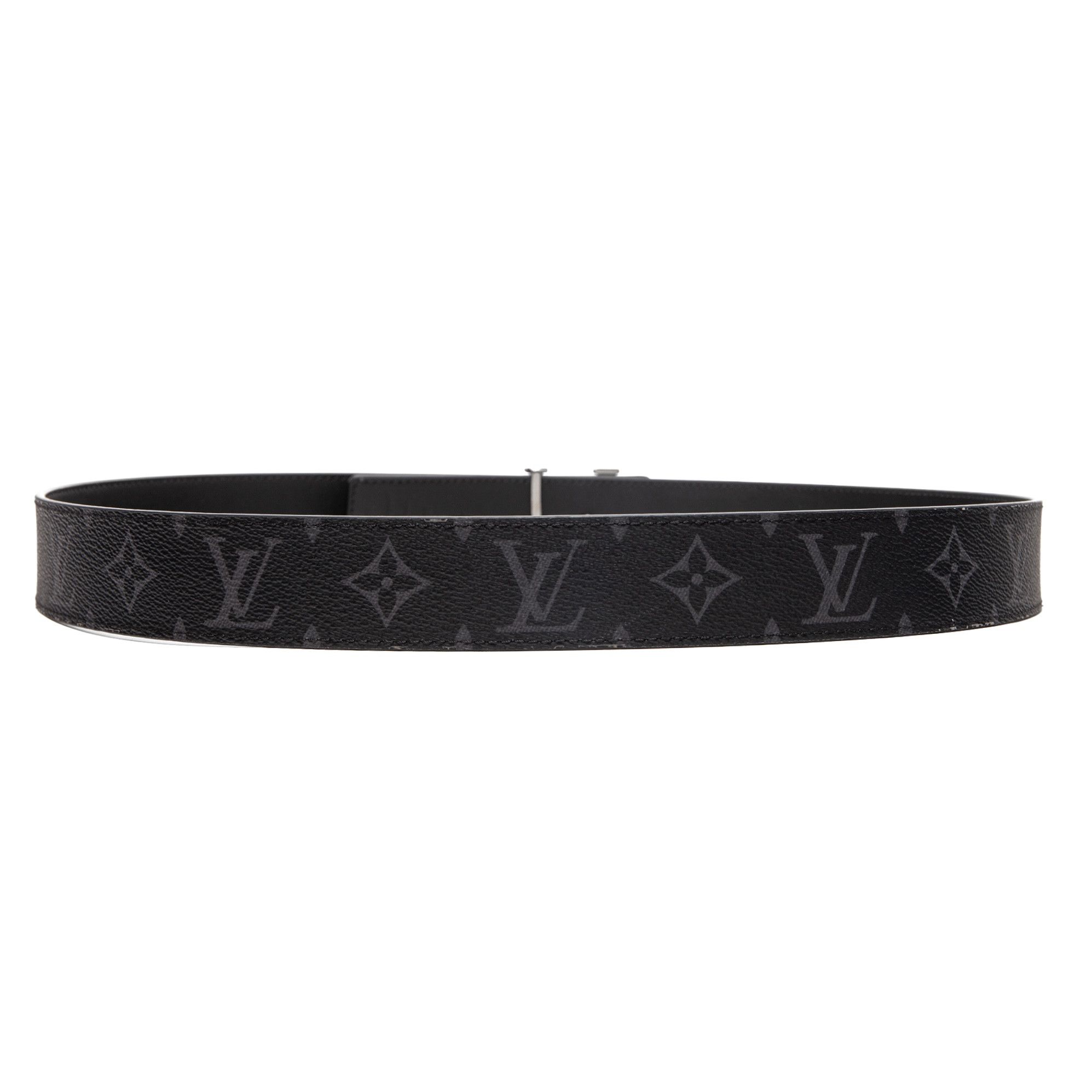 Louis Vuitton Initiales 35MM Reversible Monogram Belt Eclipse Black Gray Size ONE SIZE - 2 Thumbnail
