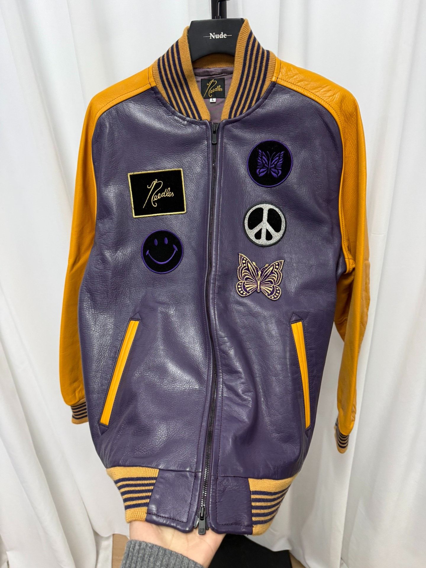 Needles Needles Varsity Butterfly Leather Jacket Size US L / EU 52-54 / 3 - 6 Thumbnail