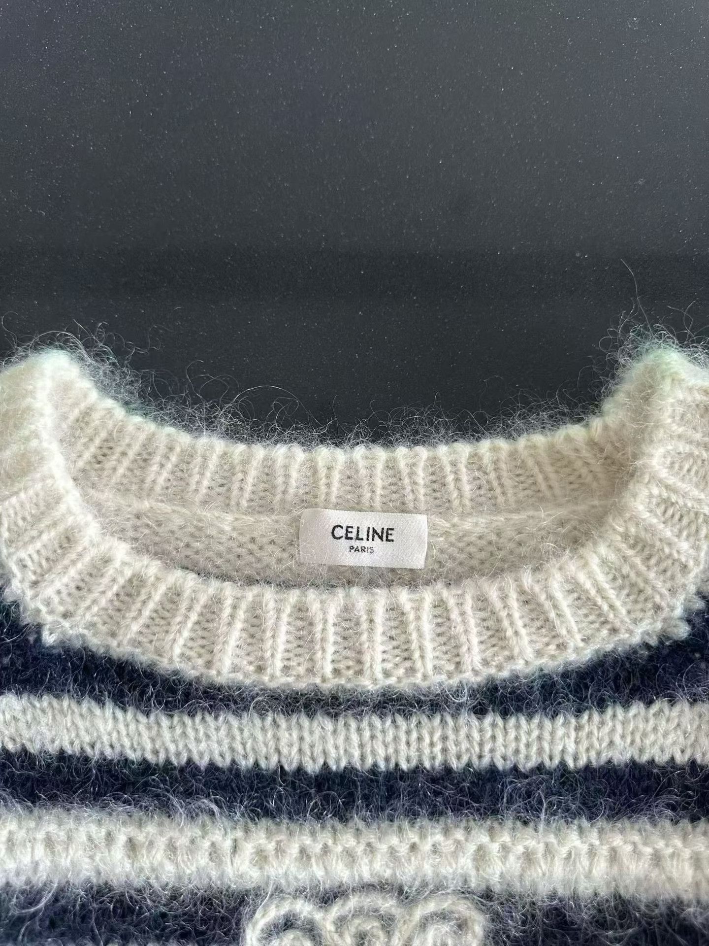 Celine Celine Striped Mohair Logo Cropped Sweater Size S / US 4 / IT 40 - 3 Thumbnail