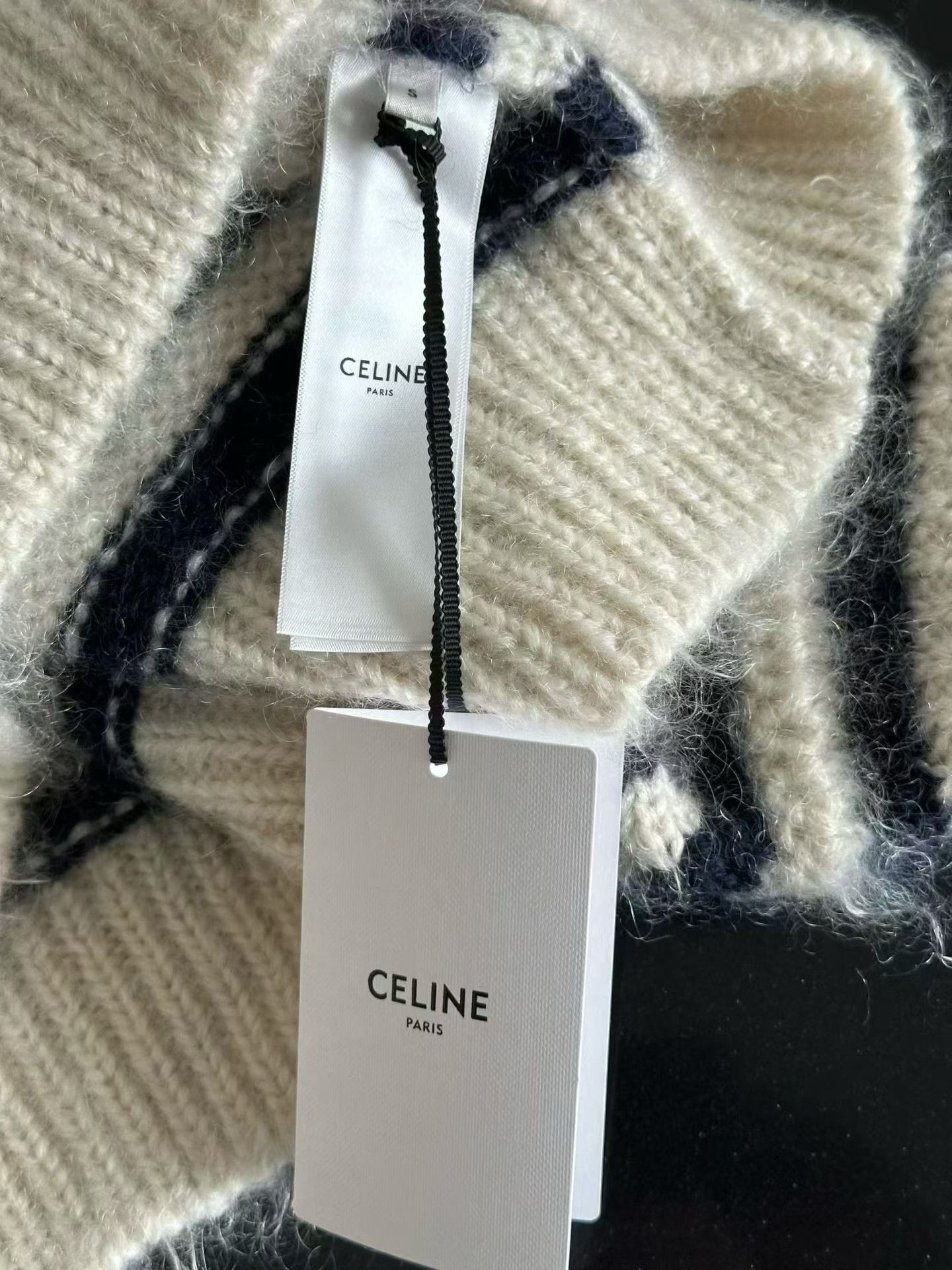Celine Celine Striped Mohair Logo Cropped Sweater Size S / US 4 / IT 40 - 4 Thumbnail