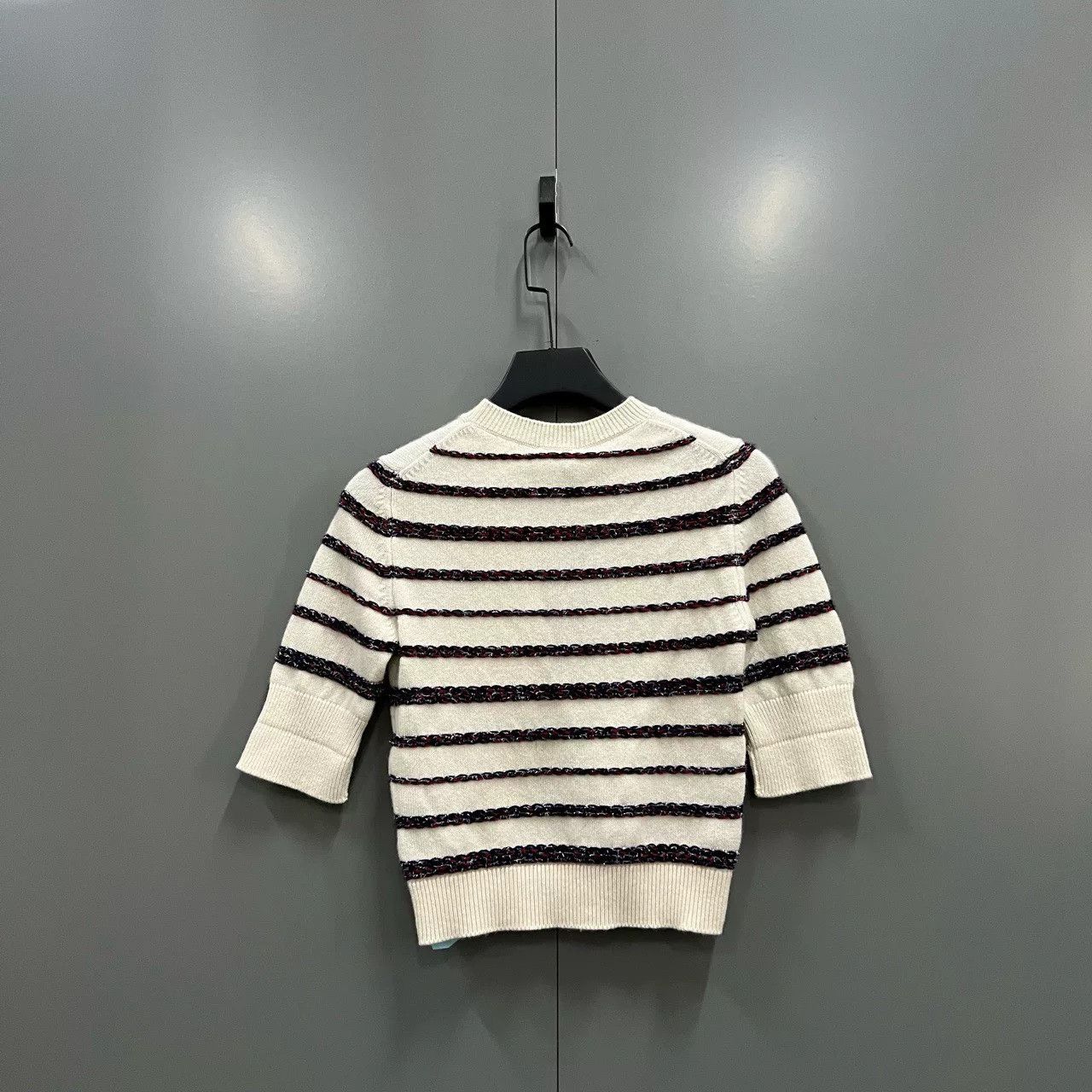 Chanel CHANEL Striped Short-Sleeve Knit Sweater Size XXS / US 00 / IT 34 - 3 Thumbnail