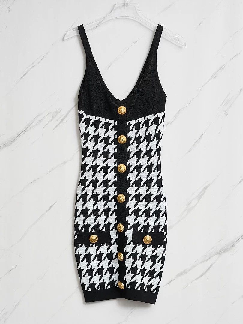 Balmain Balmain Houndstooth Sleeveless Dress Size S / US 4 / IT 40 - 2 Thumbnail