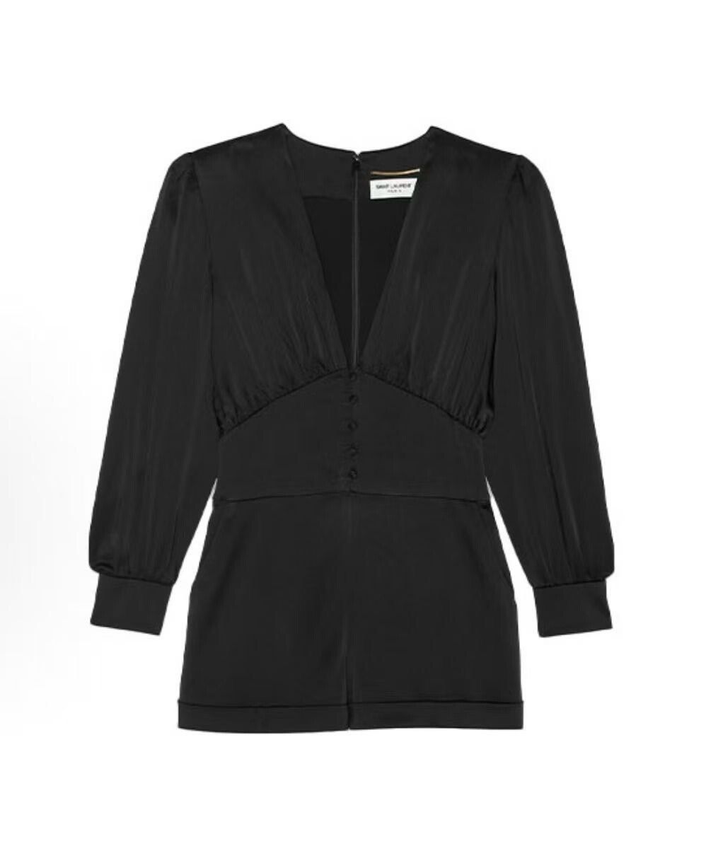 Yves Saint Laurent YSL Black V-Neck Jumpsuit Size 42" / US 20 - 4 Thumbnail