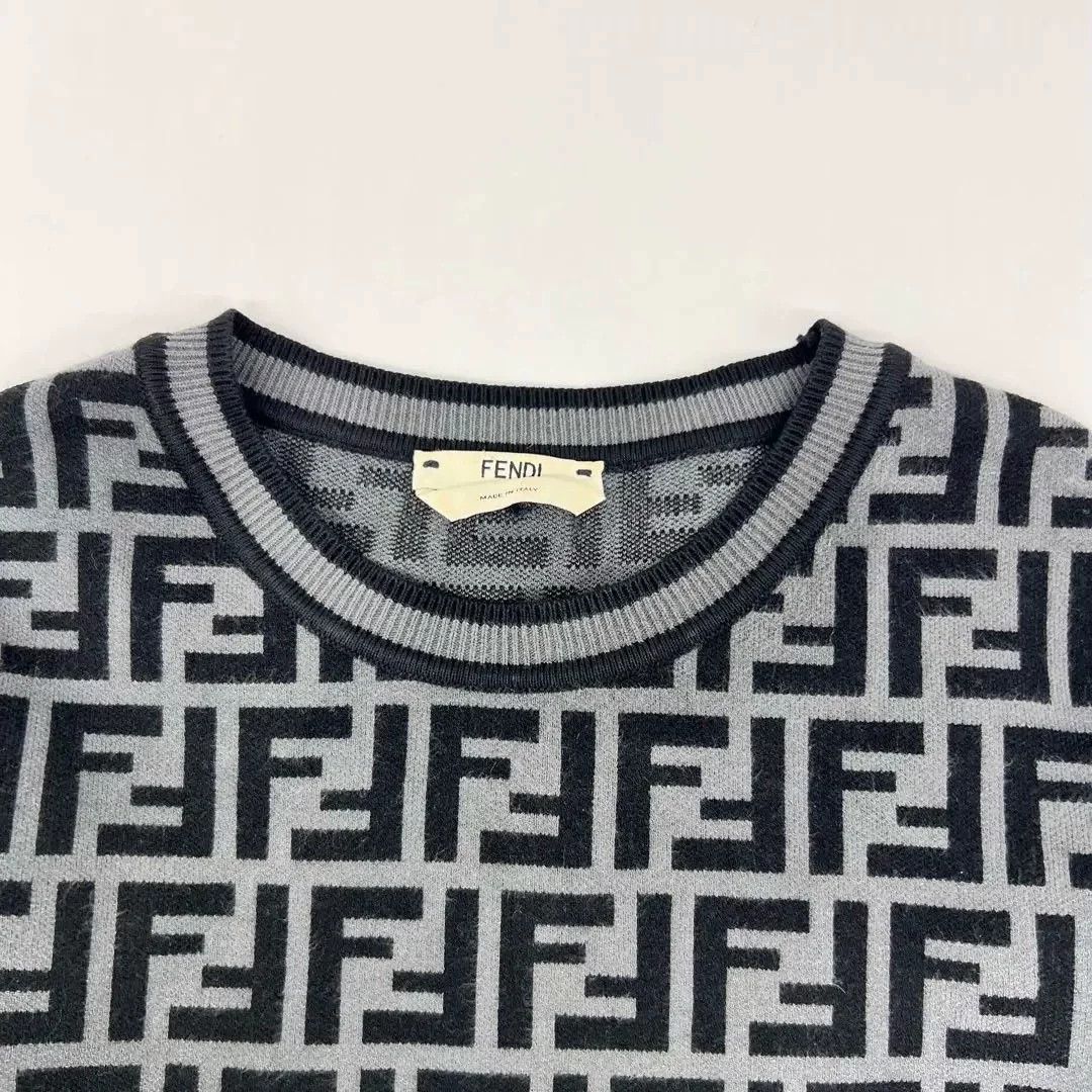 Fendi FENDI Gray FF Logo Knit Sweater Size US XXS / EU 40 - 5 Thumbnail