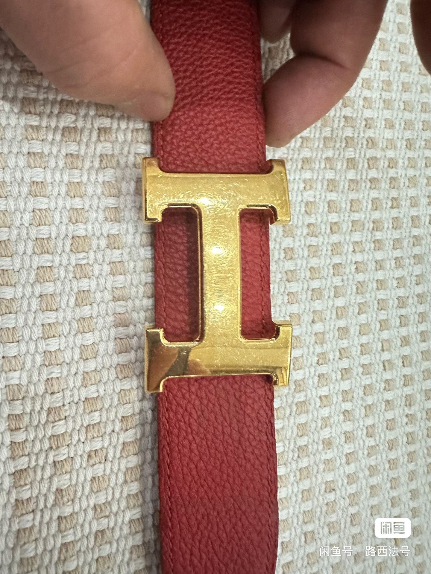 Hermes Hermès Red Leather Belt Gold H Buckle Size ONE SIZE - 3 Thumbnail