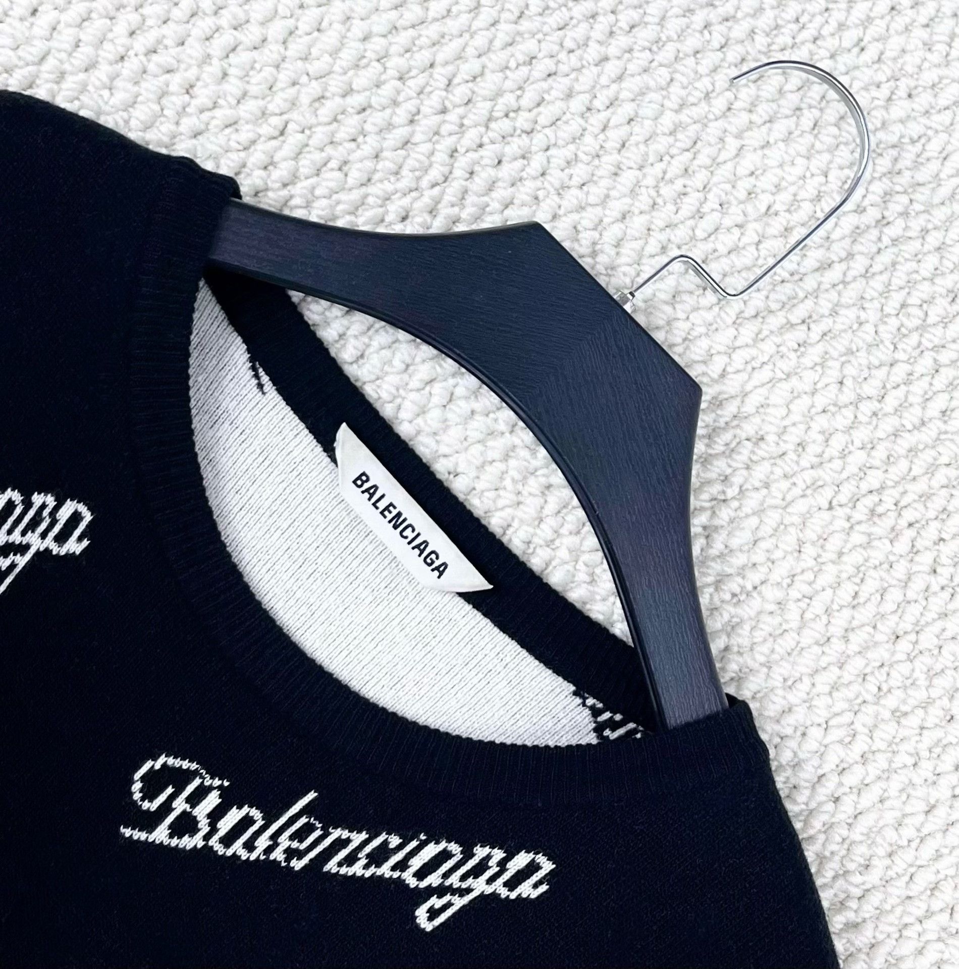 Balenciaga Balenciaga Black Cursive Knit Sweater Size M / US 6-8 / IT 42-44 - 3 Thumbnail