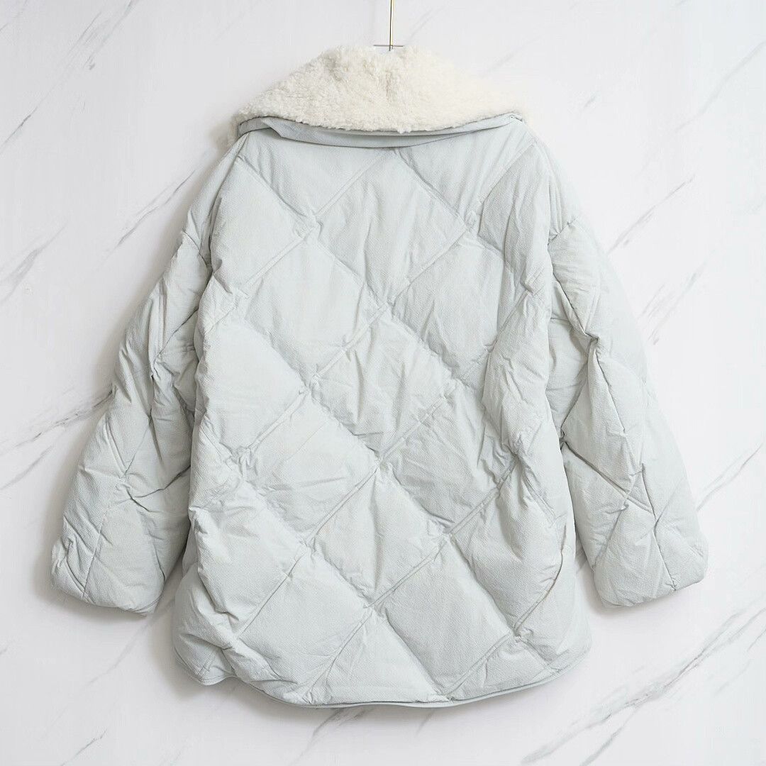 IENKI IENKI IENKI IENKI Women's Lamb Wool Collar Down Jacket Size L / US 10 / IT 46 - 3 Thumbnail