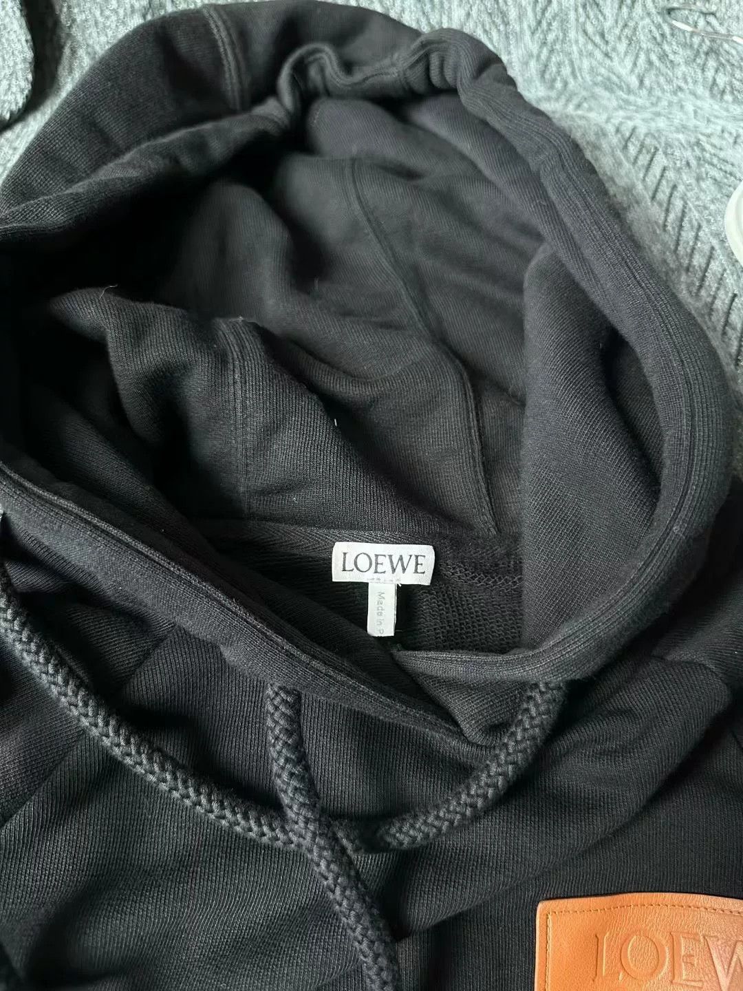 Loewe Loewe Black Leather Patch Cropped Hoodie Size XS / US 0-2 / IT 36-38 - 3 Thumbnail