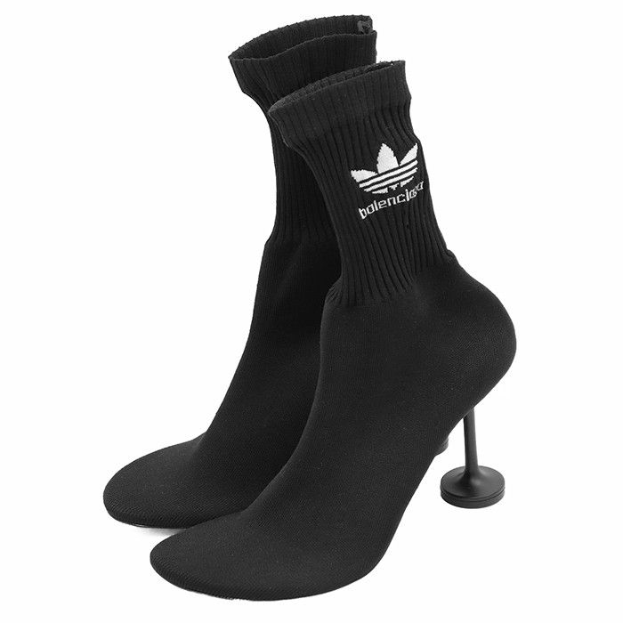 Balenciaga Balenciaga Balenciaga adidas SOCK BOOTIE Knit High Heel Booties Leather Shoes 722298W2LM1 DUTY FREE for USA Size ONE SIZE - 3 Thumbnail