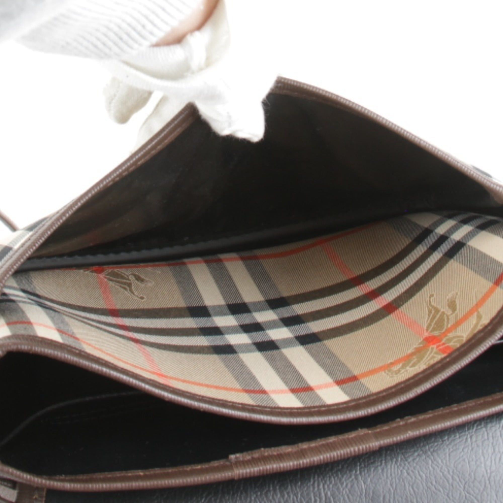 Burberry BURBERRY Nova Check Shadow Horse Shoulder Bag, Leather/Canvas, Brown, Women's Size ONE SIZE - 9 Thumbnail
