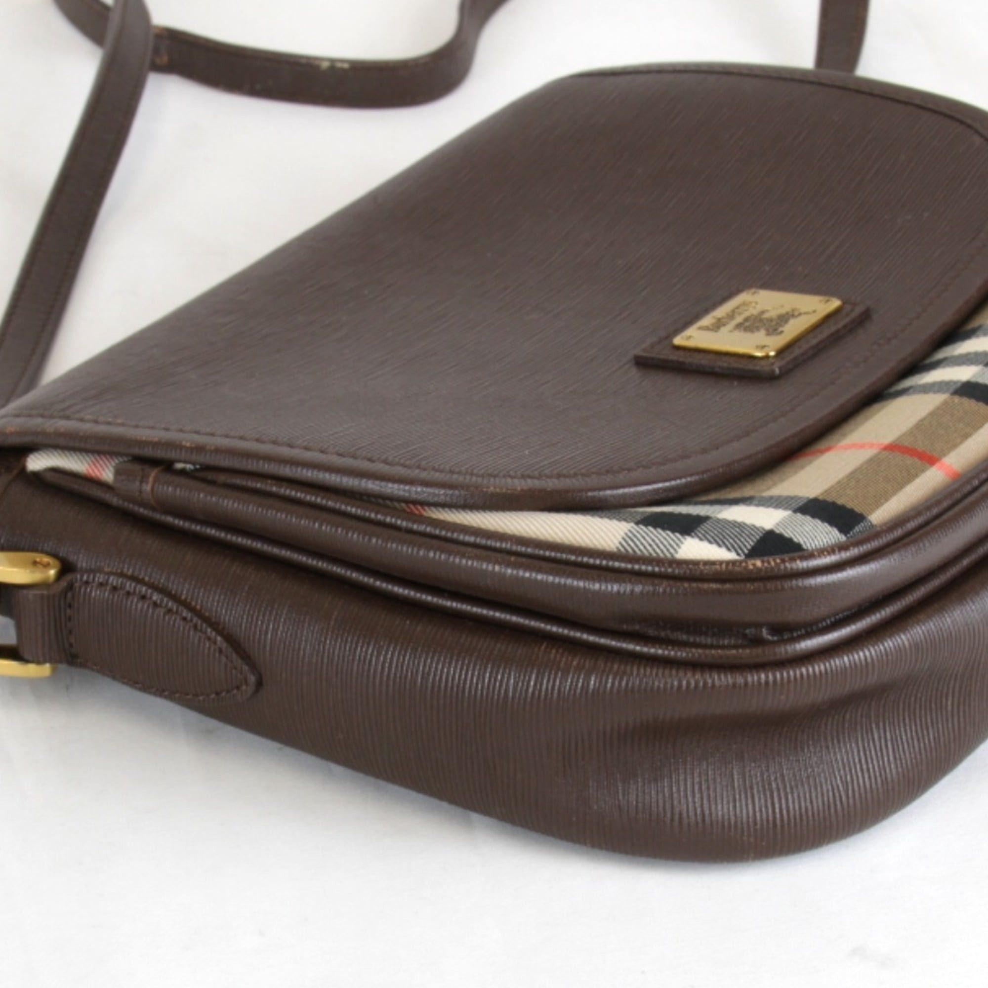 Burberry BURBERRY Nova Check Shadow Horse Shoulder Bag, Leather/Canvas, Brown, Women's Size ONE SIZE - 4 Thumbnail
